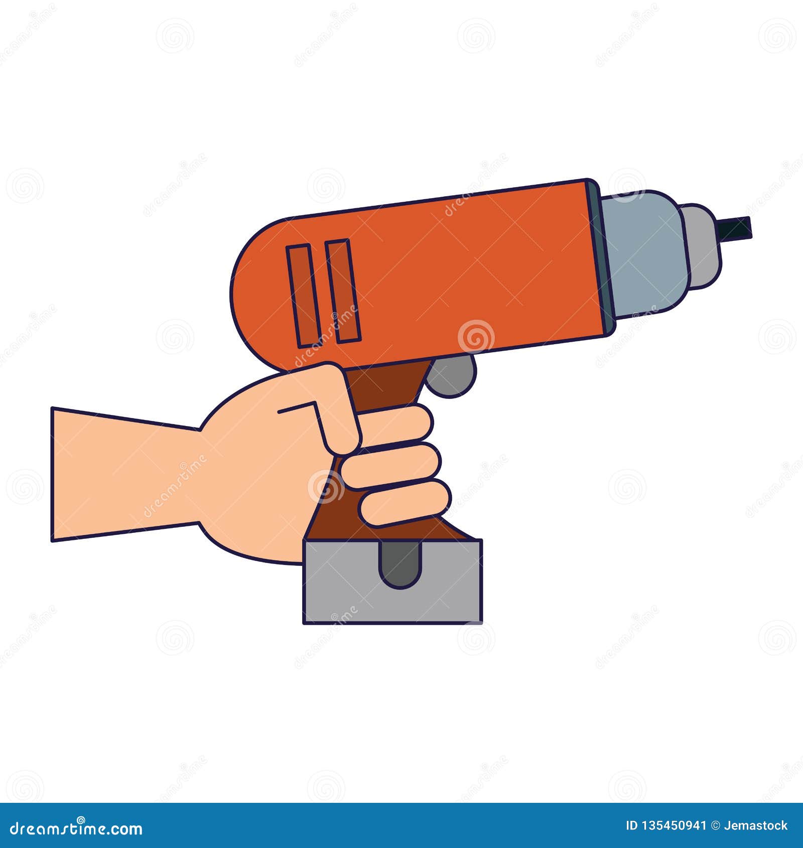 Hand with tool stock vector. Illustration of symbol 135450941