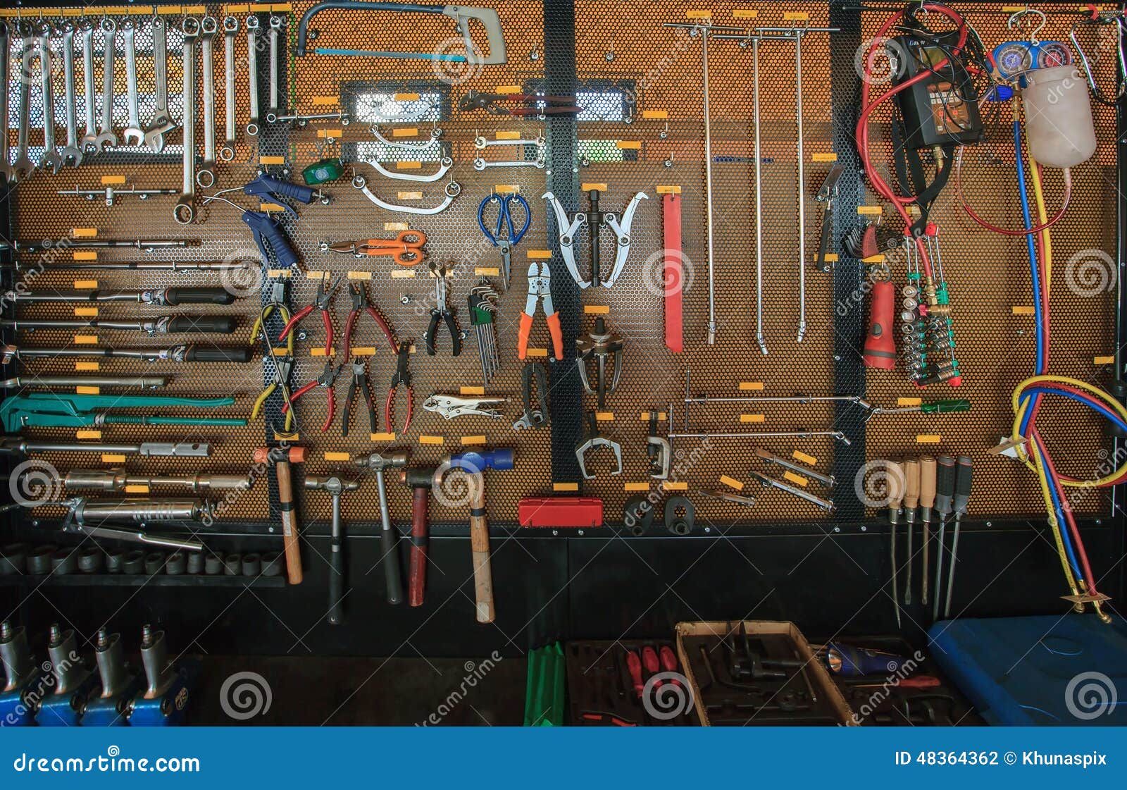 Hand Tool Kit Object Arrangement on Car Auto Service and Maintenance Wall  Stock Photo - Image of equipment, maintenance: 48364362