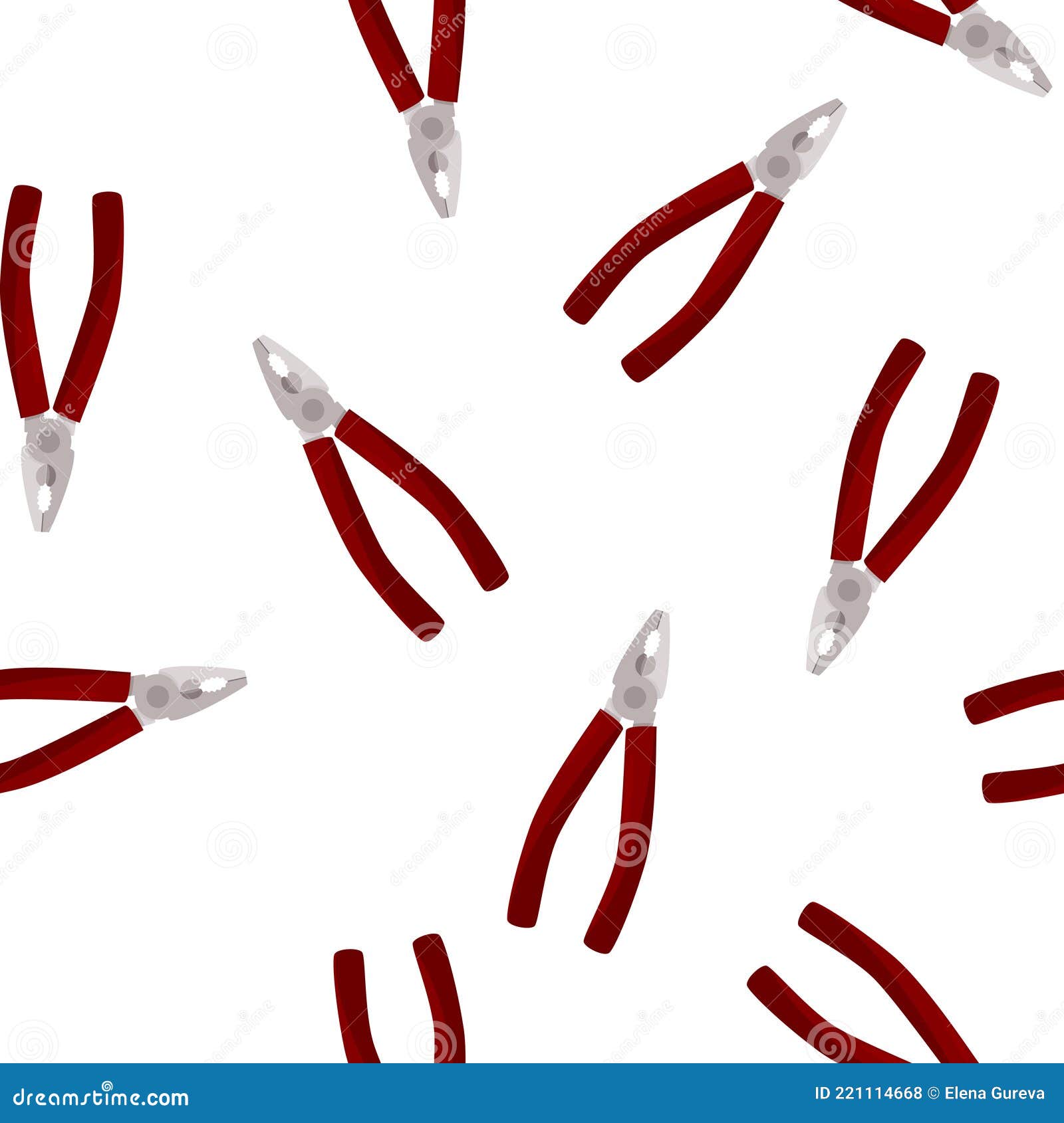 Hand Tool Plier Vector Background. Simple Seamless Pattern. Stock