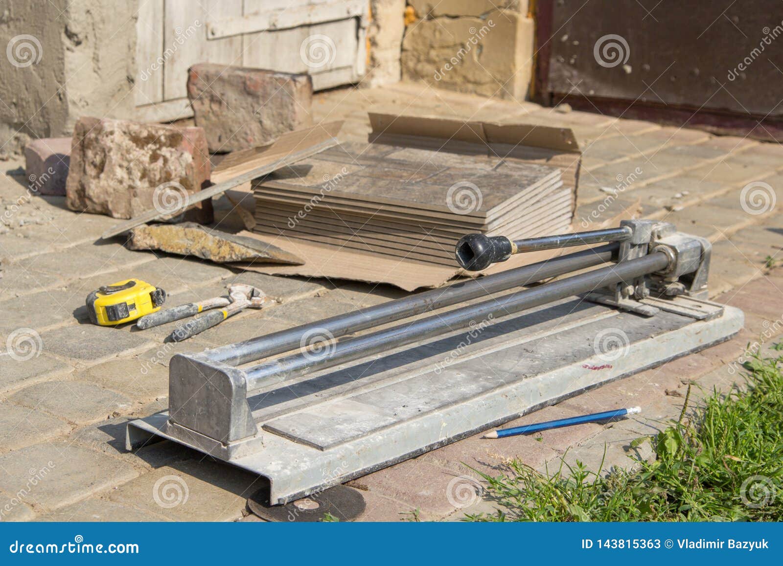 Ceramic Tile Cutter on the Construction Site,hand Tool Tile Cutter with