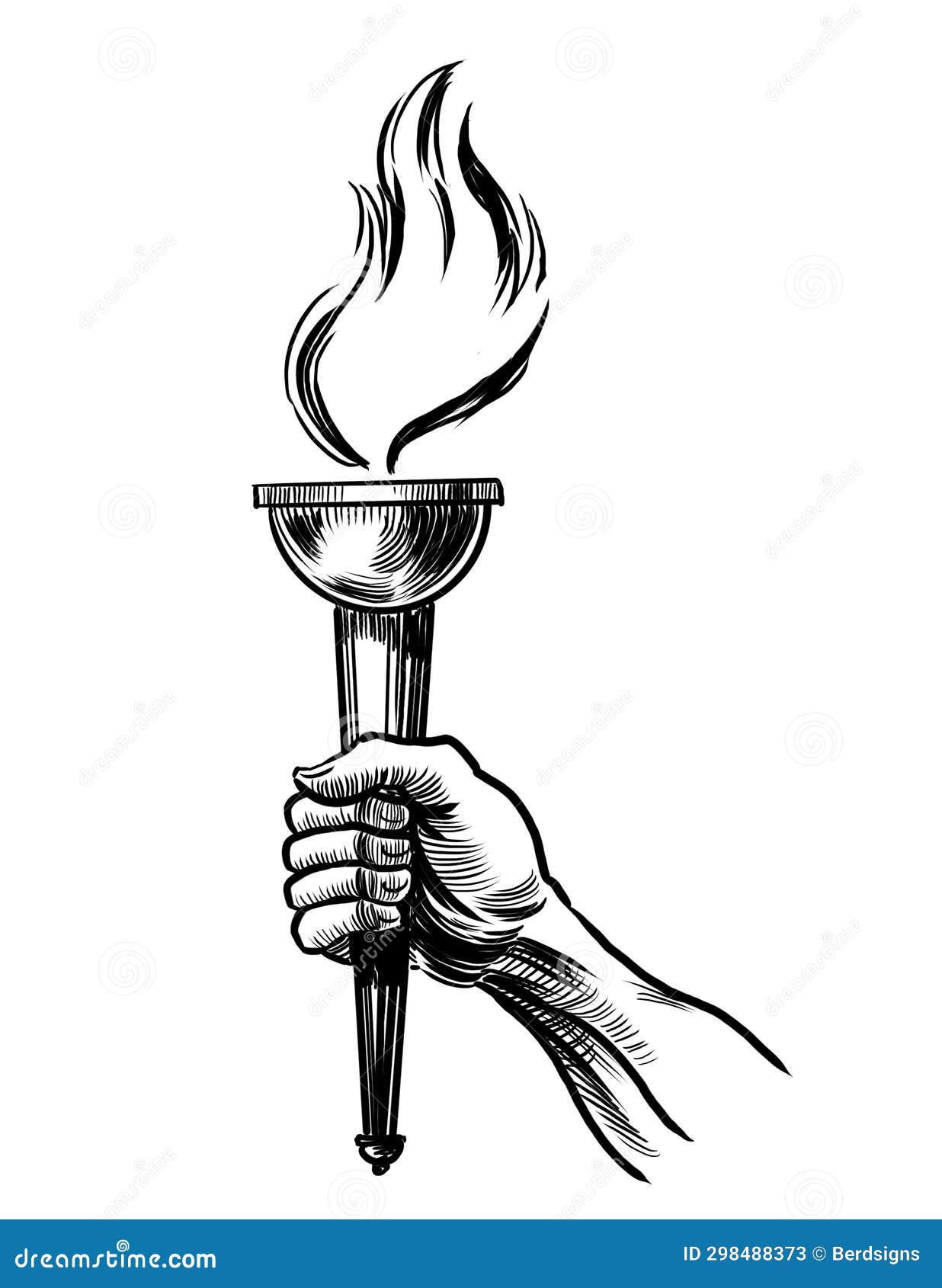 Hand with a torch stock illustration. Illustration of holding - 298488373