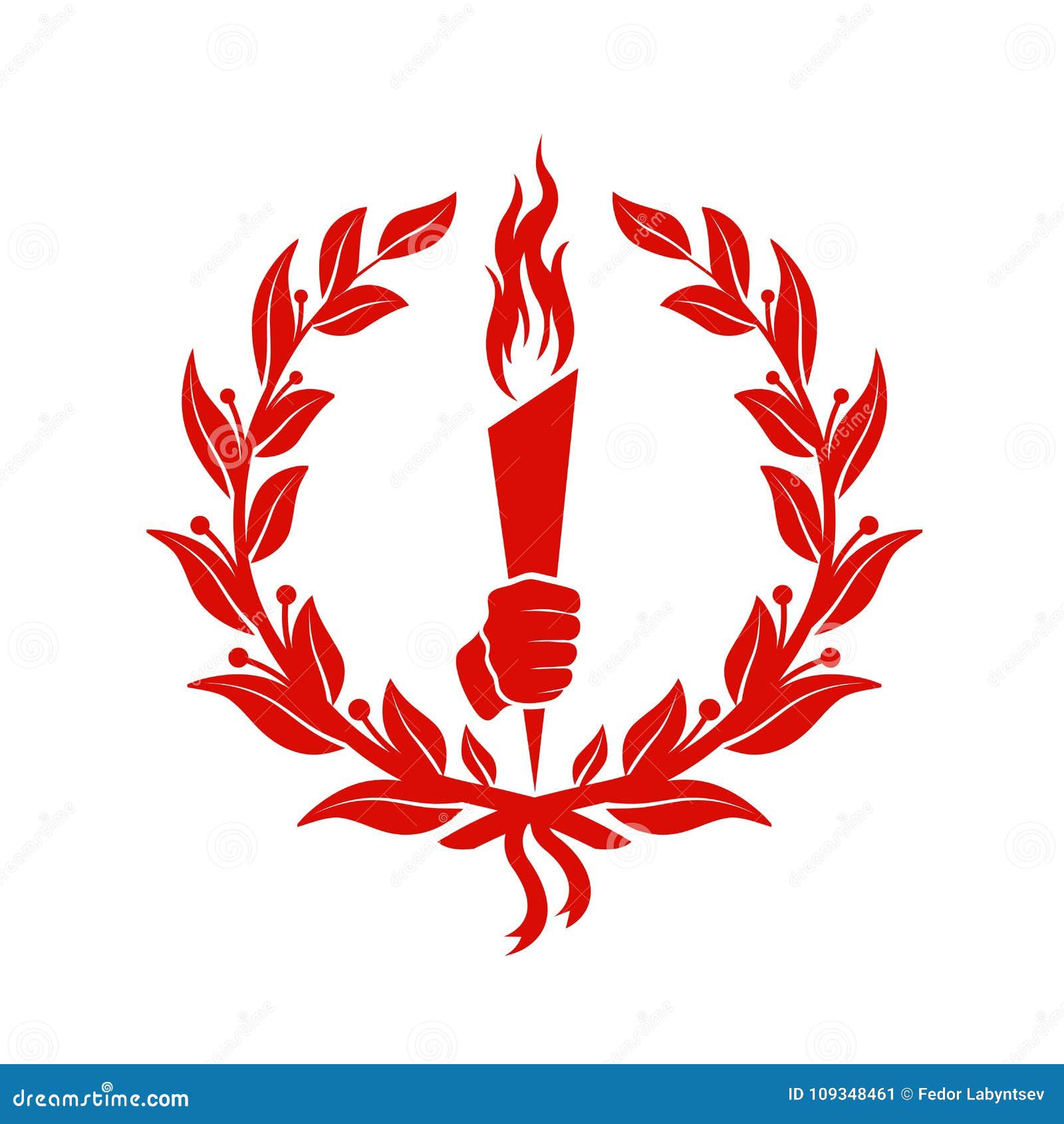 Hand with a Torch among the Leaves of the Laurel. Stock Vector ...