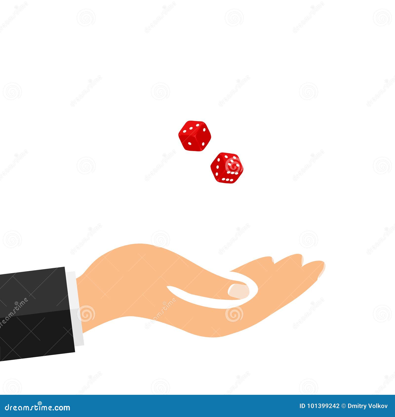 the hand tosses dice, to play dice