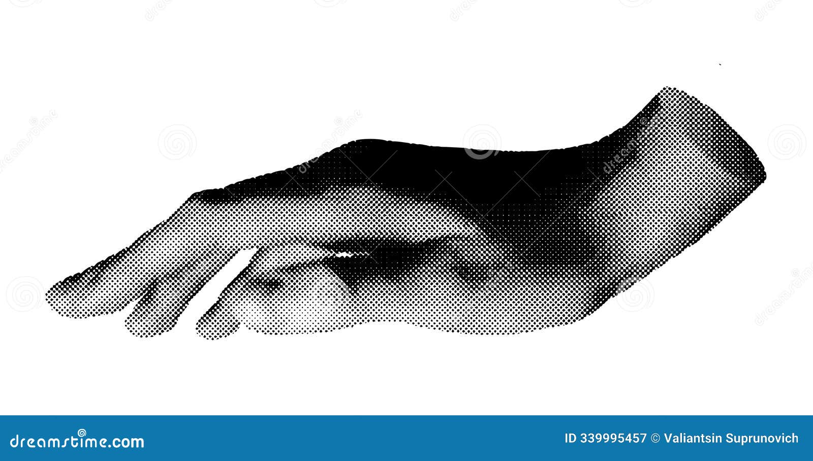 hand touch. halftone style   on white background