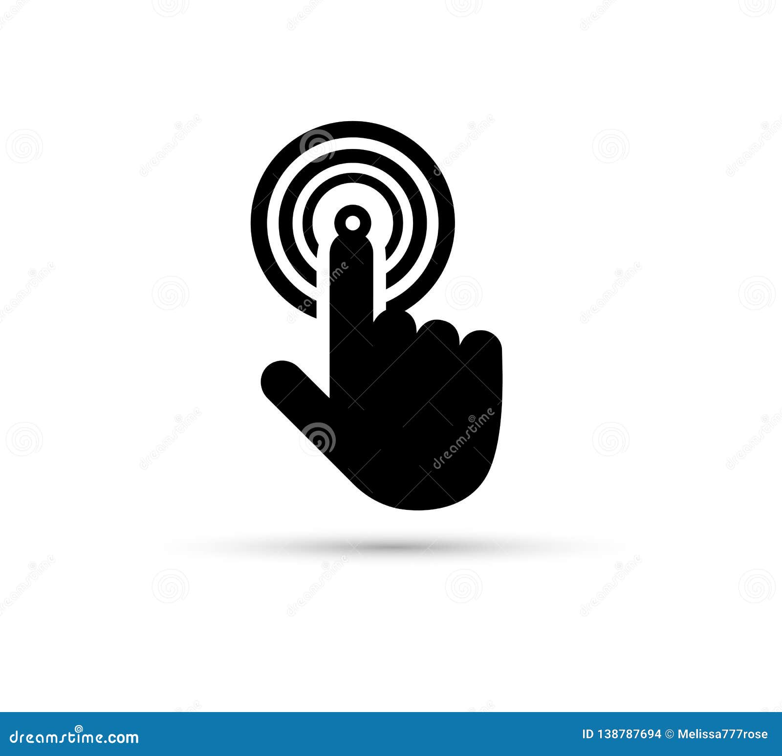hand touch icon. black click icon.  on background.