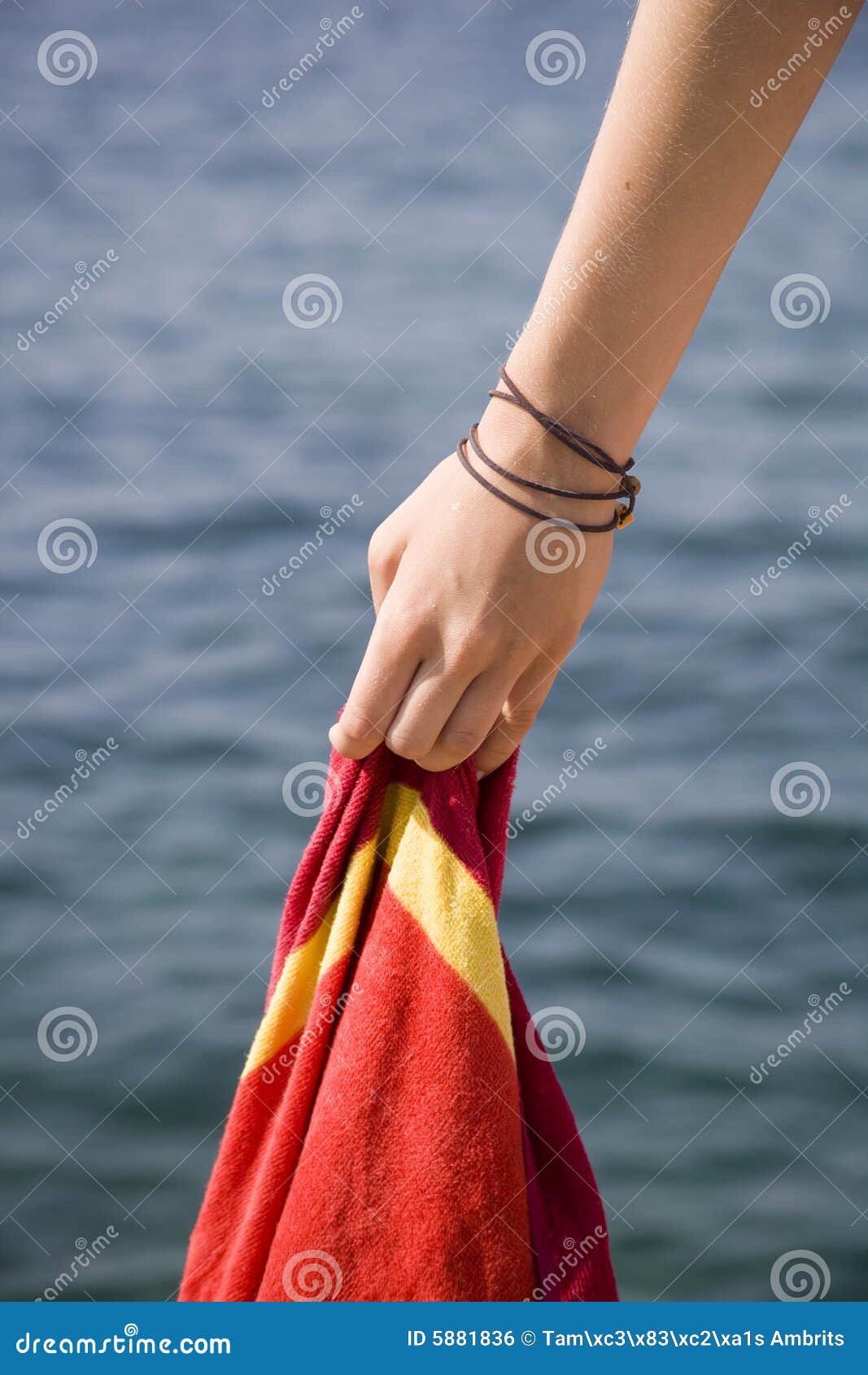 Hand with towel stock photo. Image of girl, hollyday, hand 5881836