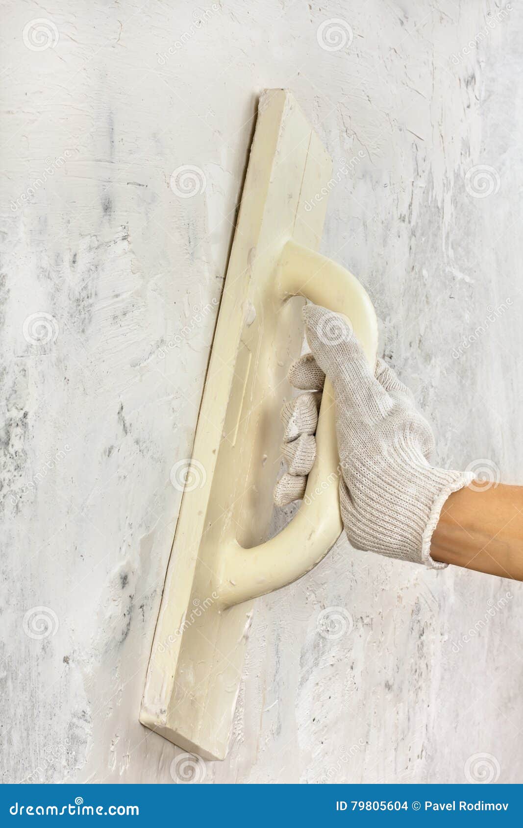 Hand with Trowel Plastering Wall during Repair Stock Photo Image of