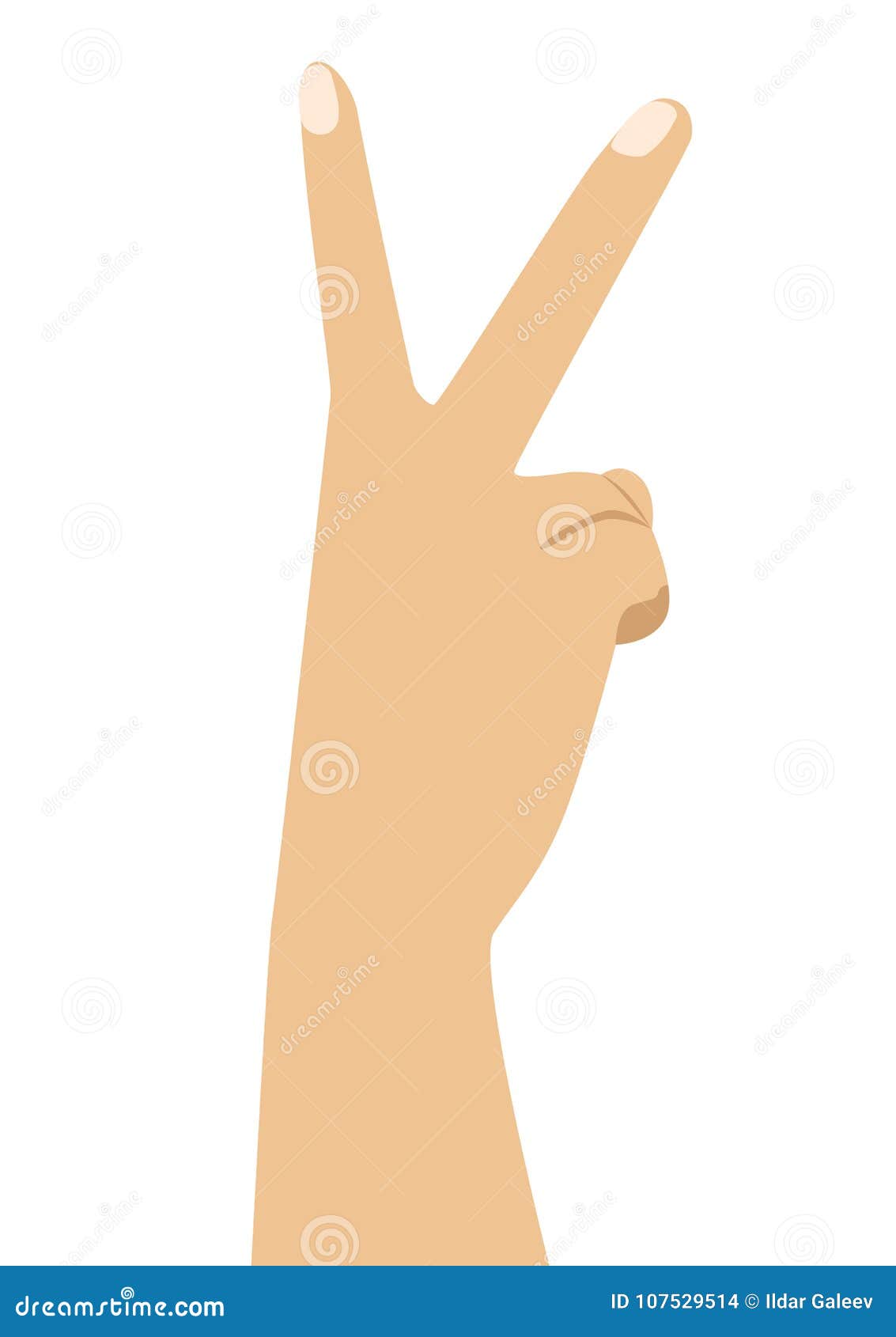 Victory Sign cookie cutterHand gesture V two fingers Peace symbol language 