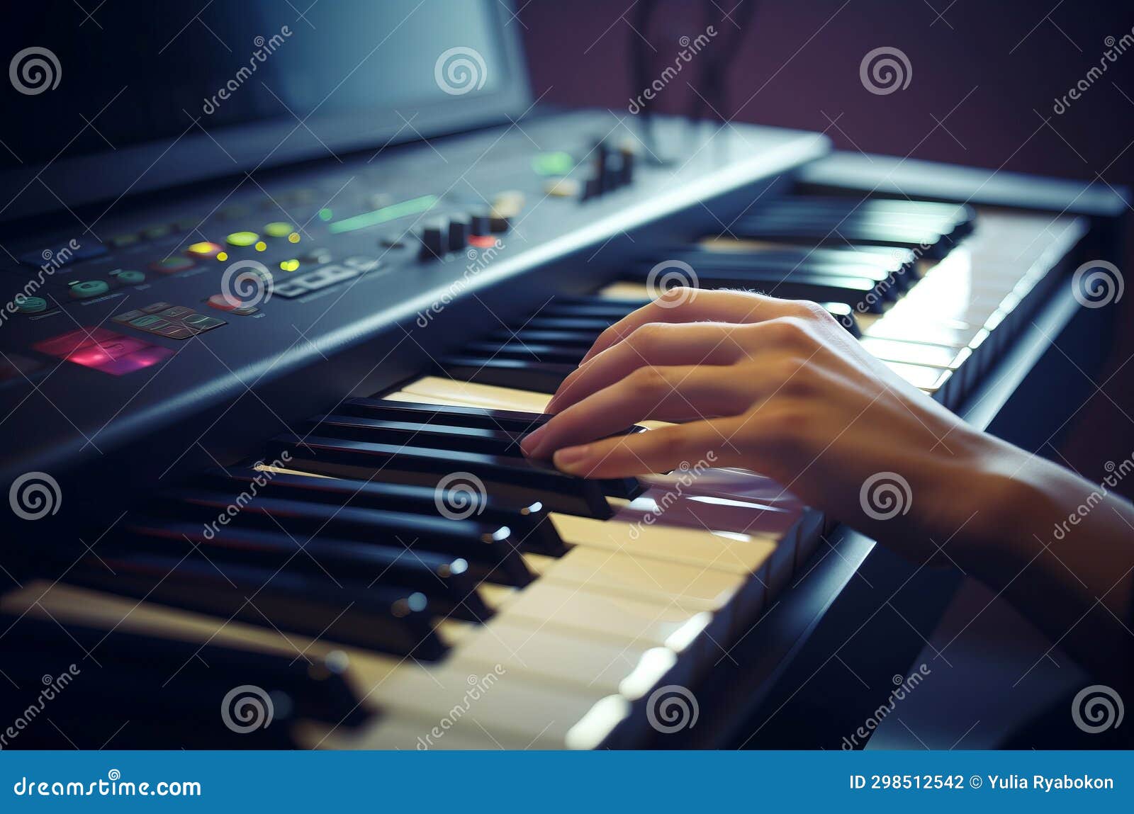 Hand Typing Keyboard Piano. Generate Ai Stock Illustration