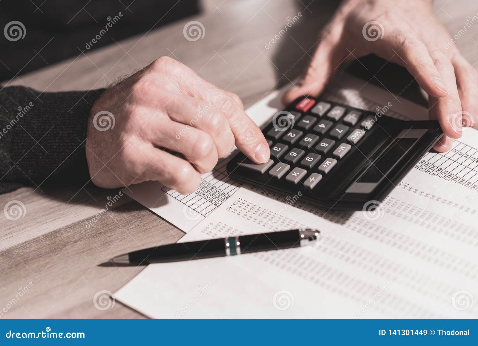 Hand Using Calculator, Accounting Concept Stock Image Image of