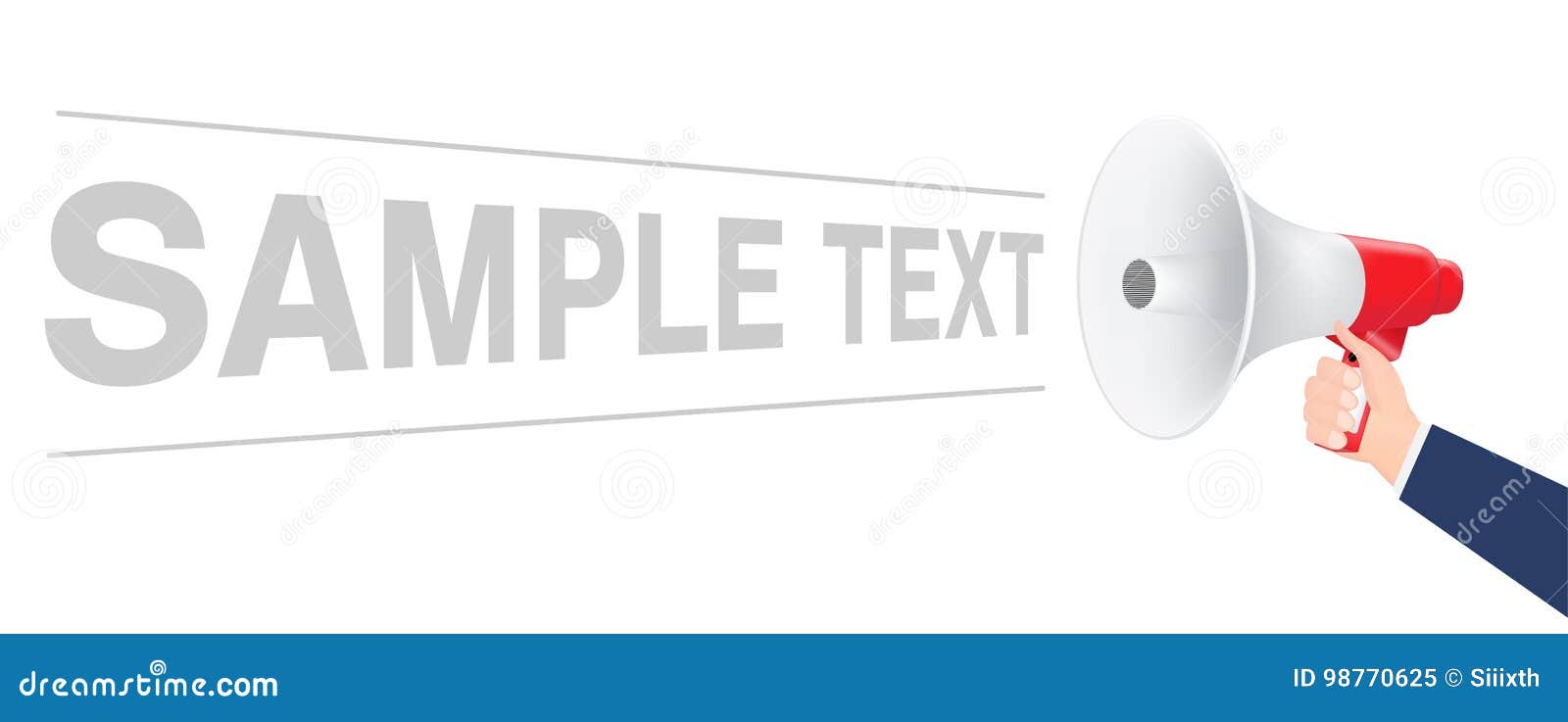 Hand Using Megaphone with Sample Text Stock Vector Illustration of