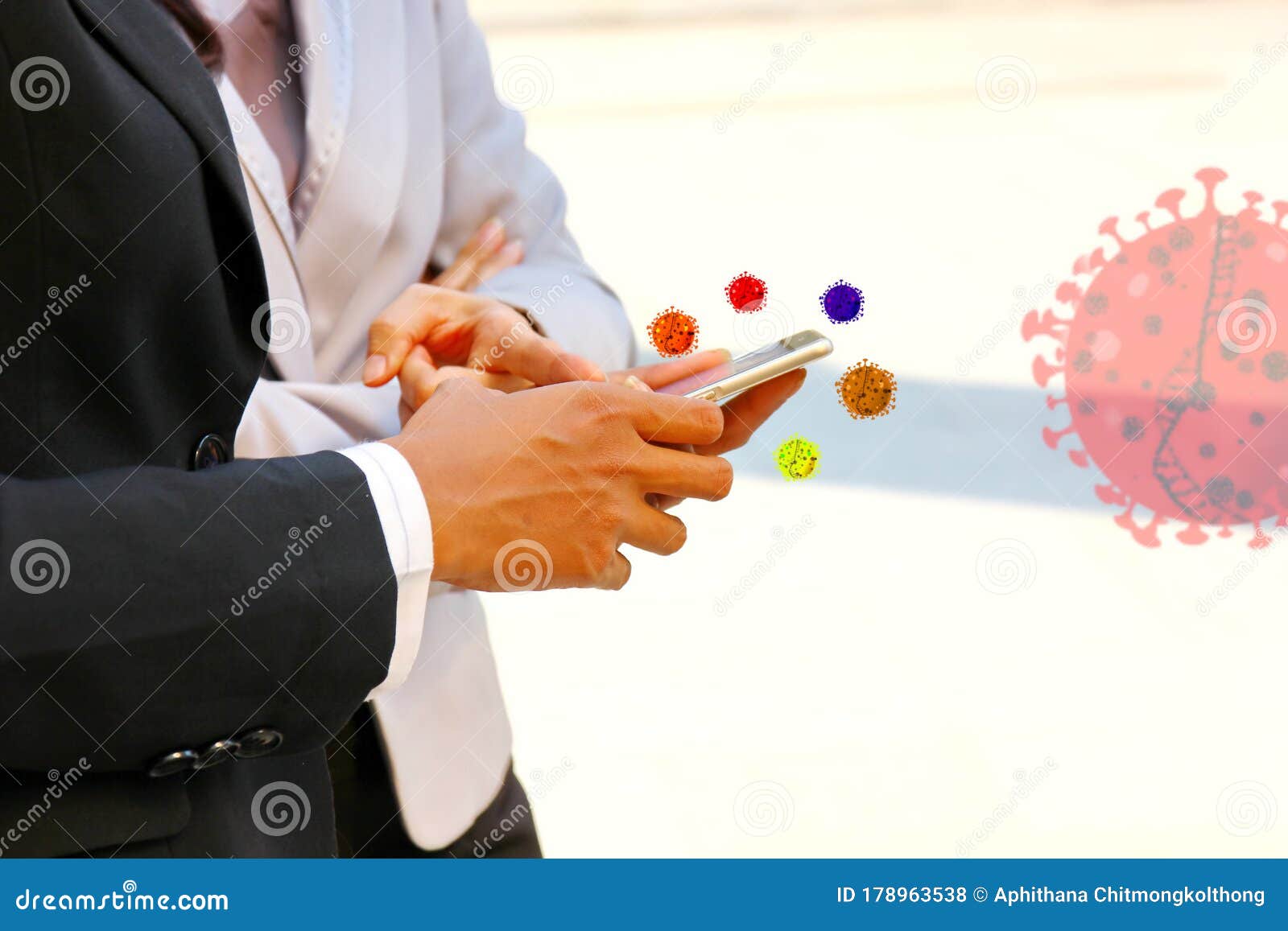 hand using mobile phone with corona virus outbreak apps on mobile . people loading virus outbreak apps for checking outbreak area