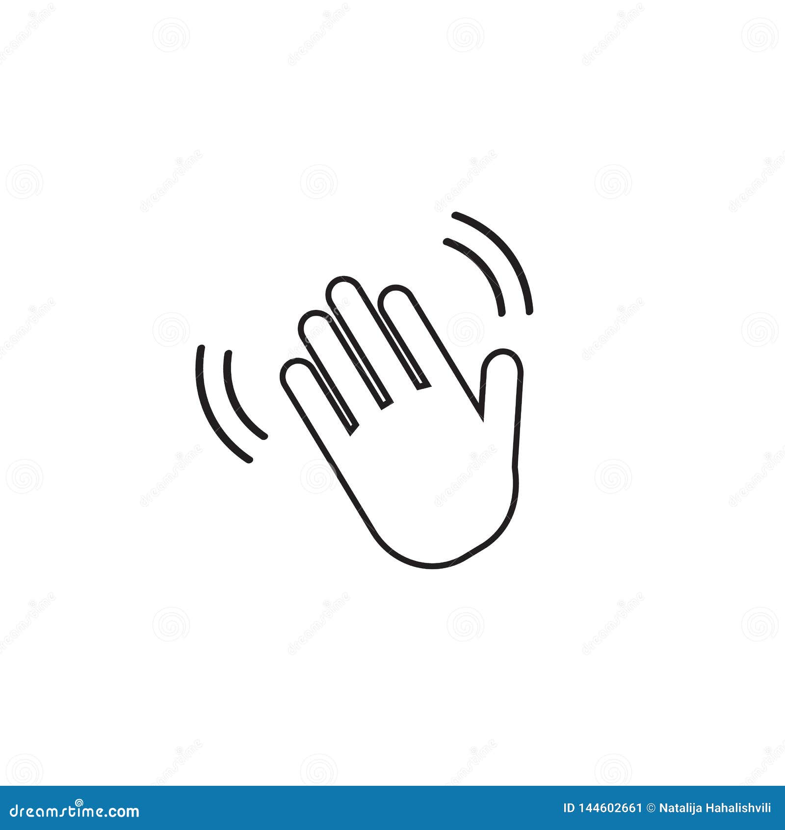 hand wave waving hi or hello gesture line art  icon for apps
