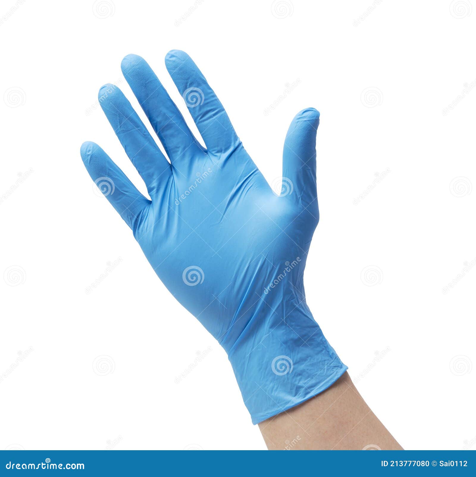 Hand Wearing Nitrile Gloves on White Background Stock Photo Image of