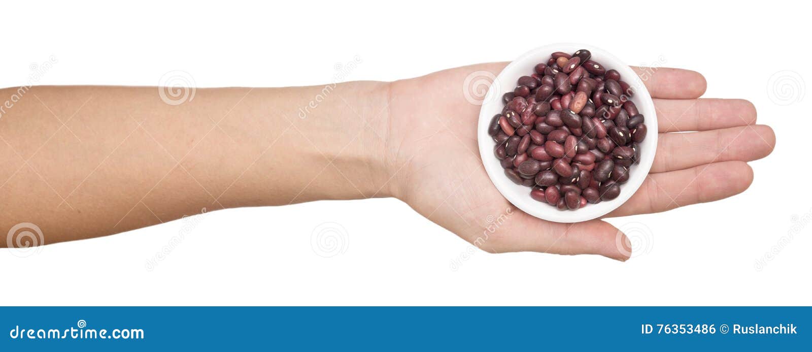 Hand wiht kidney beans stock photo. Image of showing 76353486
