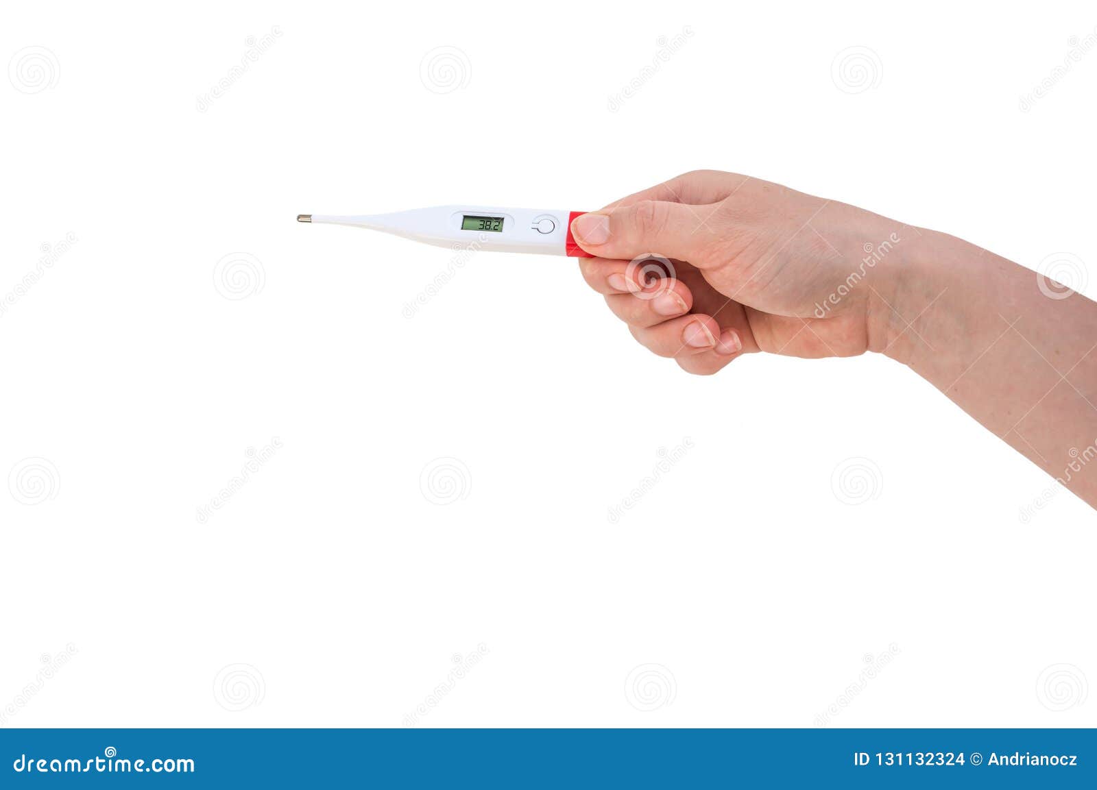 Hand Of Woman Is Holding Digital Thermometer Stock Photo Image Of