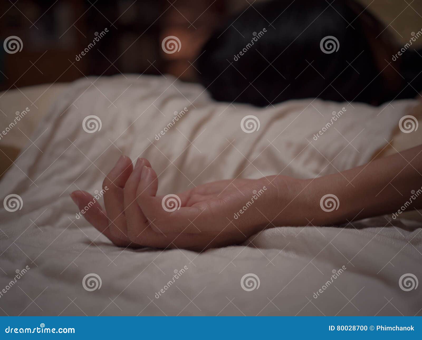 Hand of Women Having Sex on a Bed at Home Stock Photo