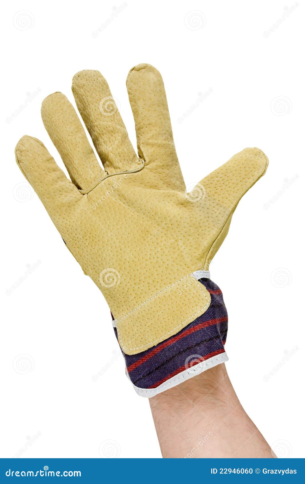 Hand with work glove isolated on a white background