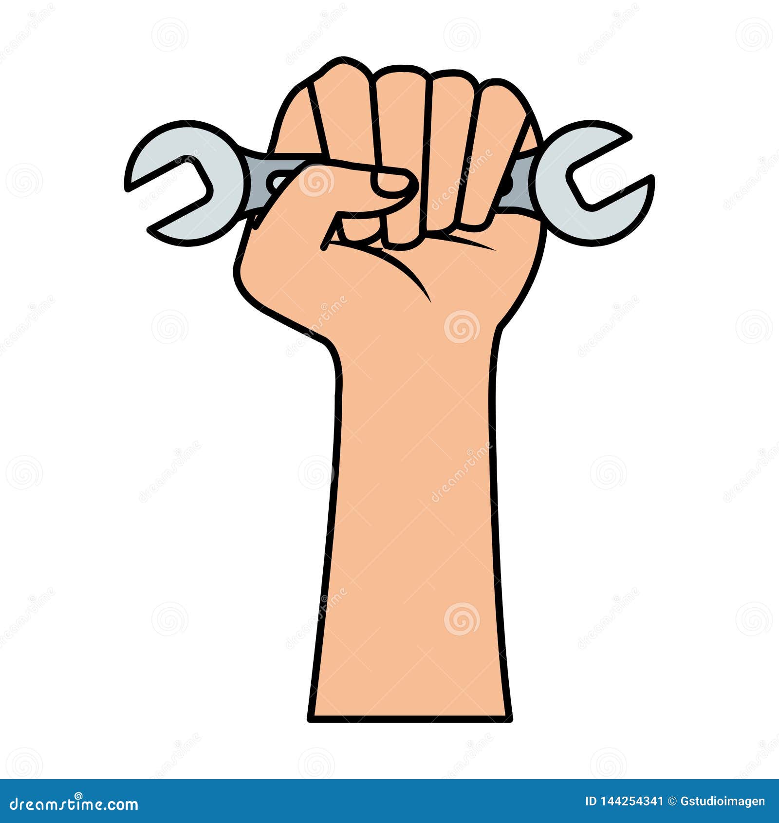 Hand with Wrench Key Tool Icon Stock Vector Illustration of design