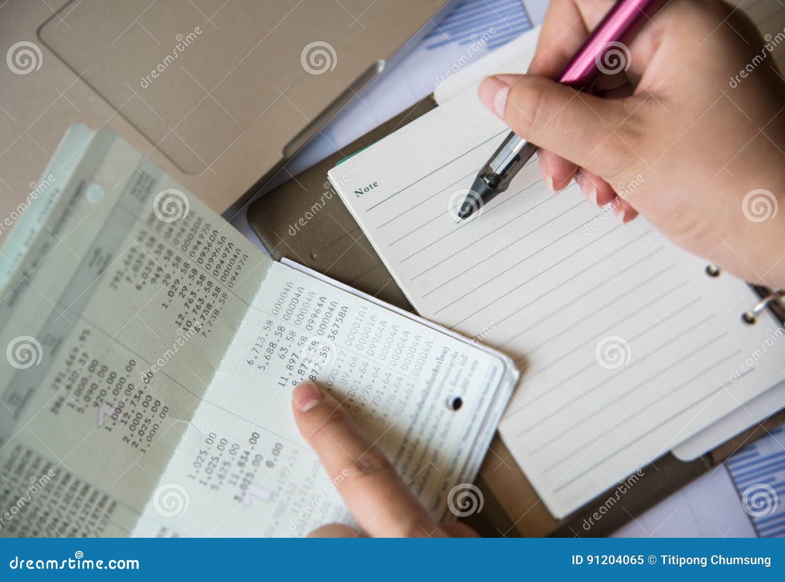 Hand Write On Note Book With Text Interest With Account Bank Boo