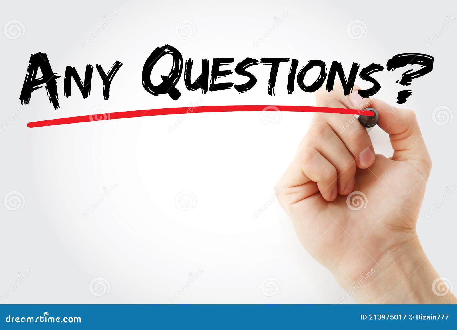 hand writing any questions? with marker, business concept background