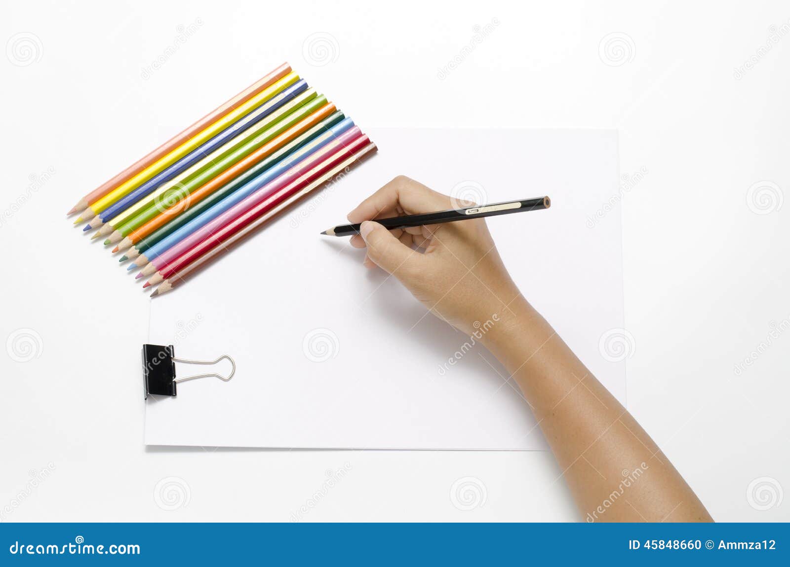 Hand Writing on Blank Paper Stock Photo - Image of lifestyle, paint