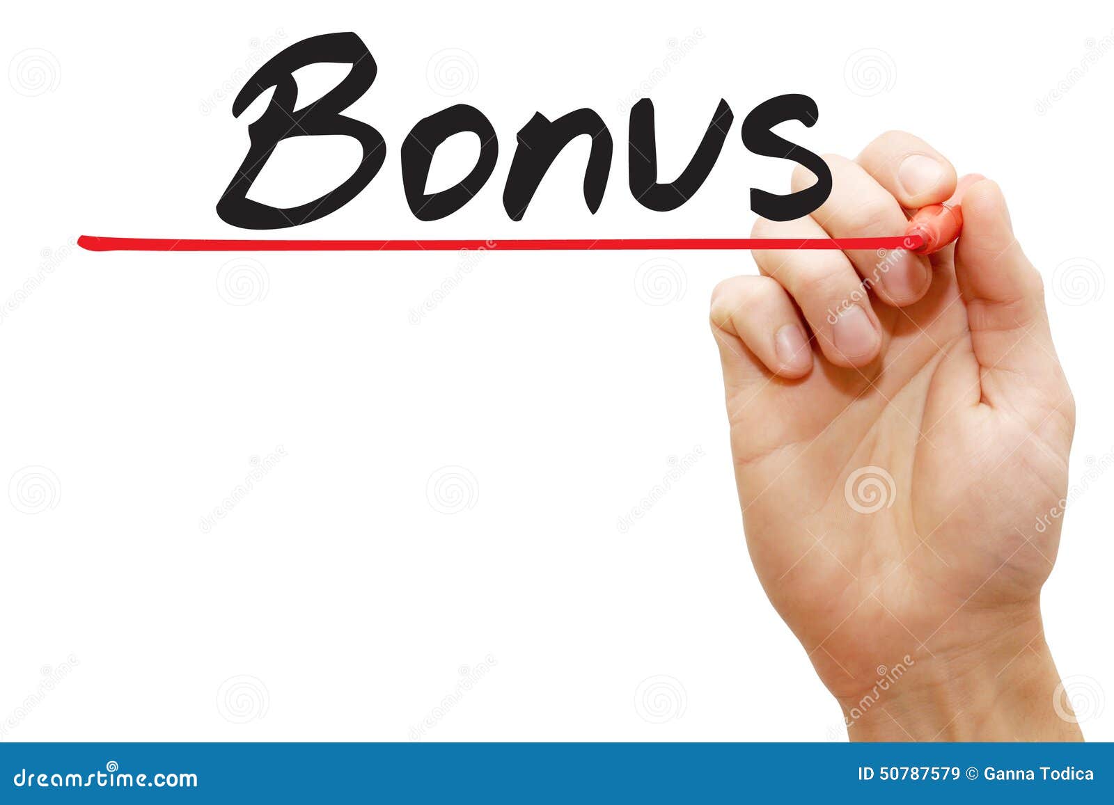 hand writing bonus, business concept