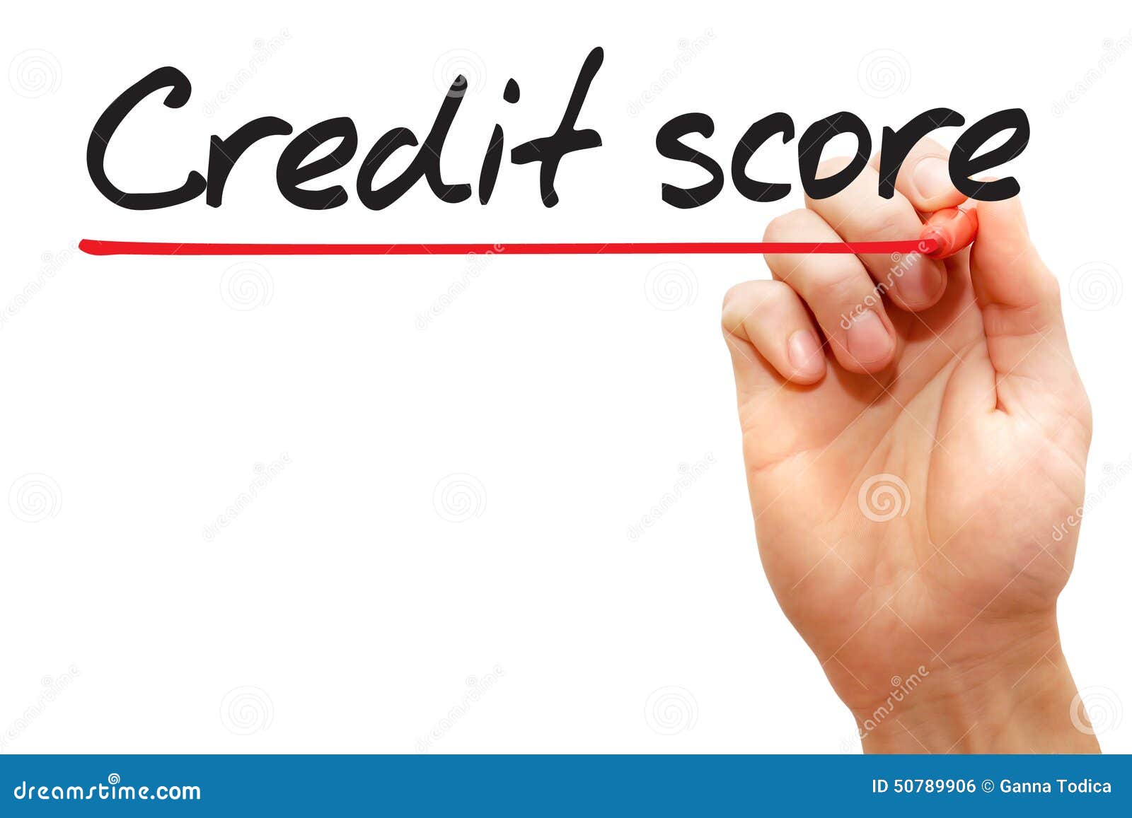 hand writing credit score, business concept