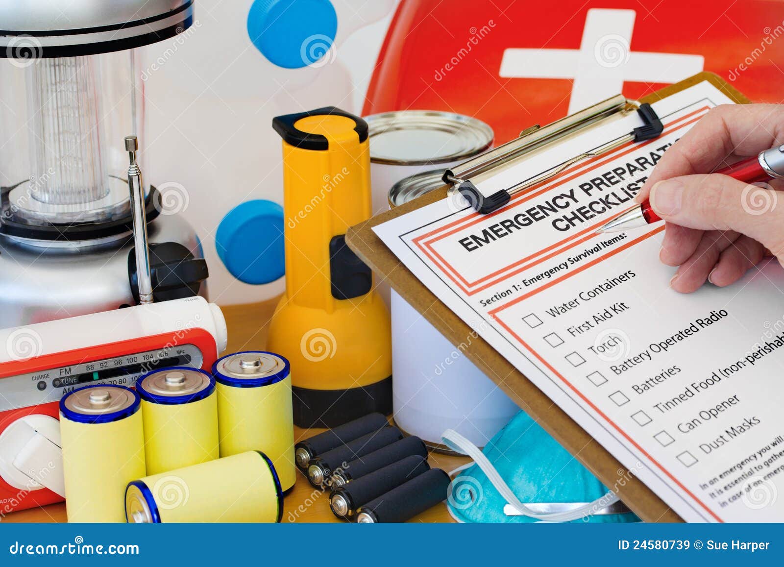 hand writing emergency preparation equipment list
