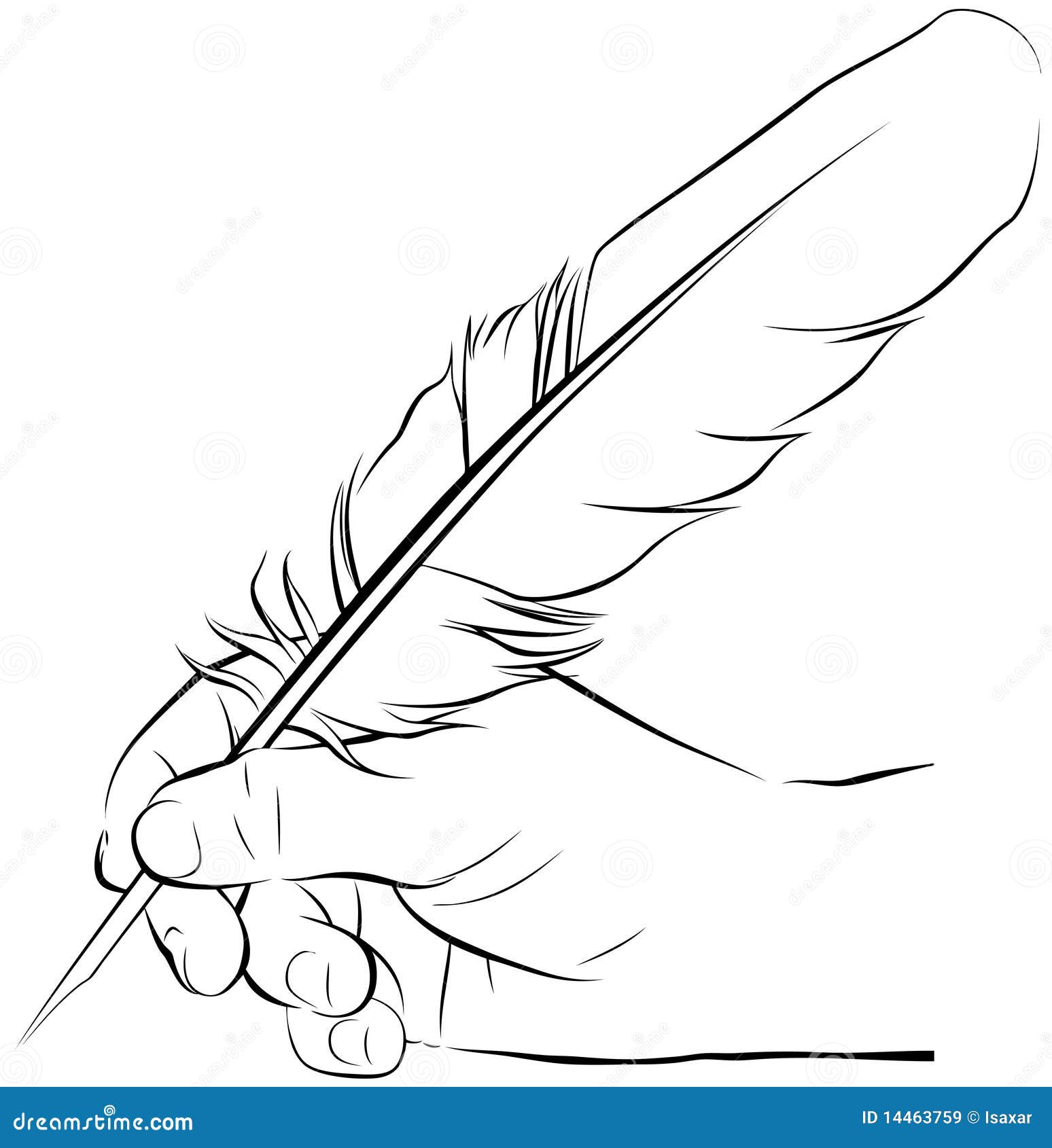 Hand Writing with a Feather Pen Stock Vector - Illustration of hand