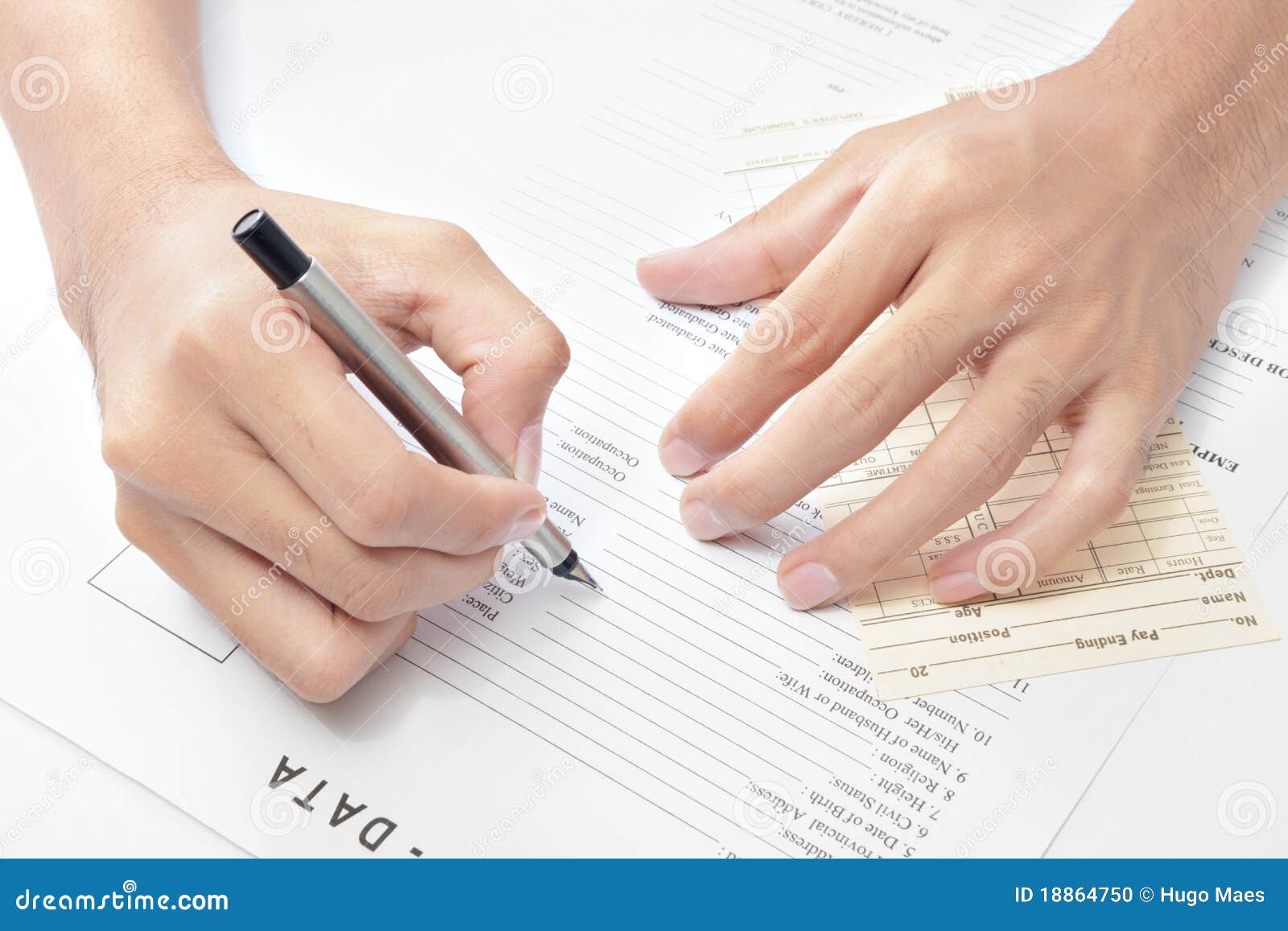 Hand Writing Job Application Stock Photo - Image: 18864750