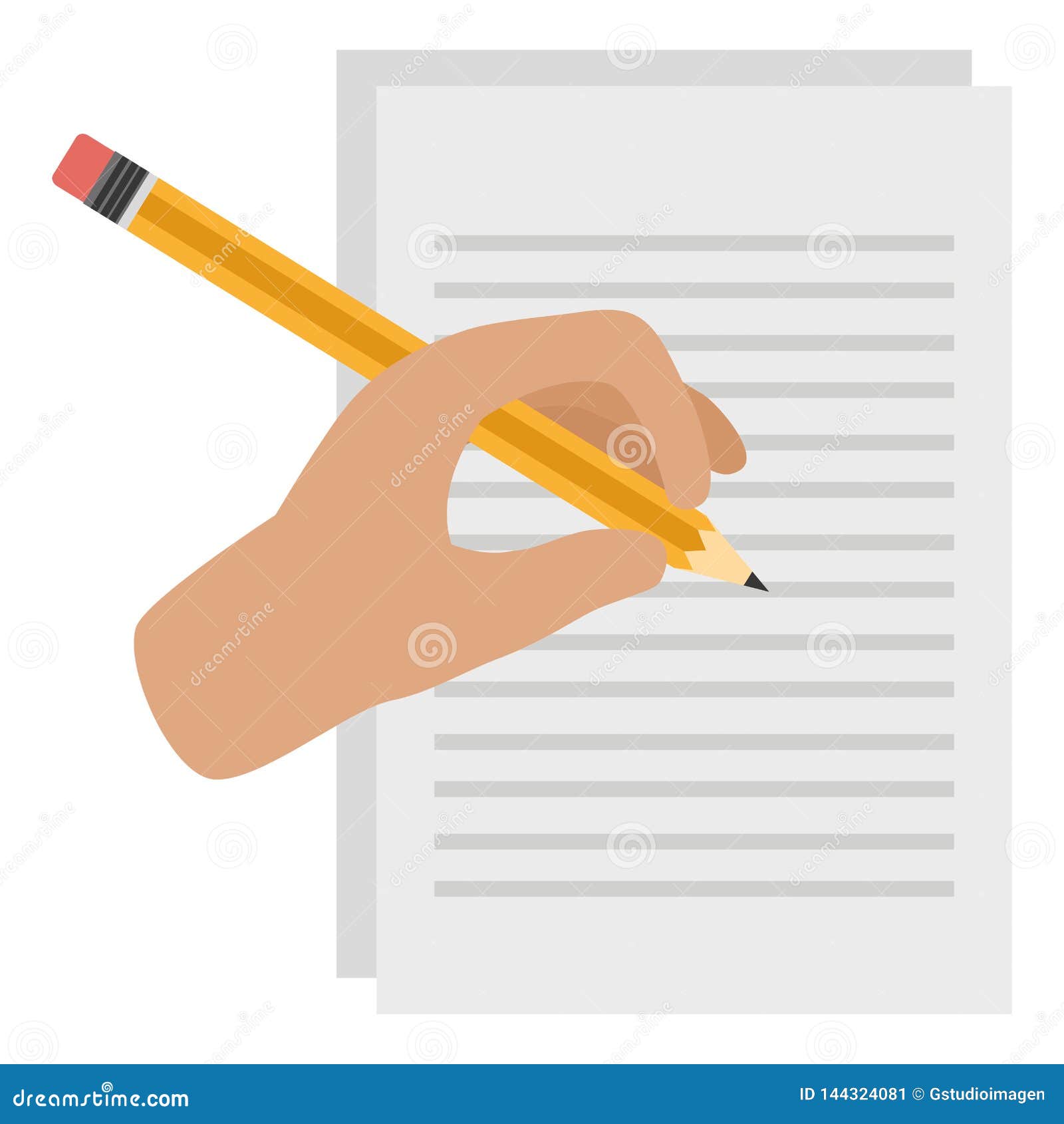 Hand Writing with Pencil in Paper Stock Vector - Illustration of