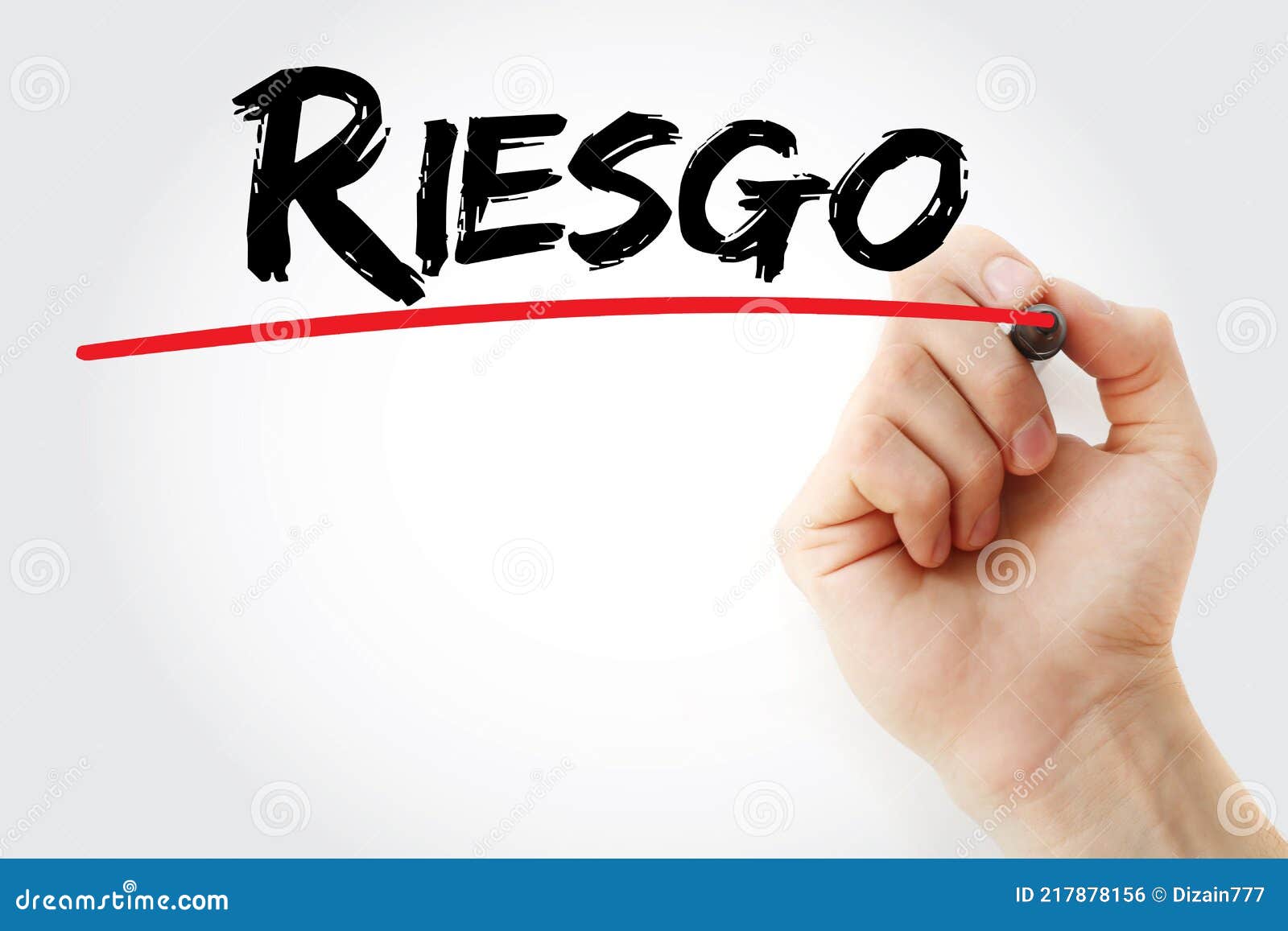 hand writing riesgo spanish words for risk with marker, business concept