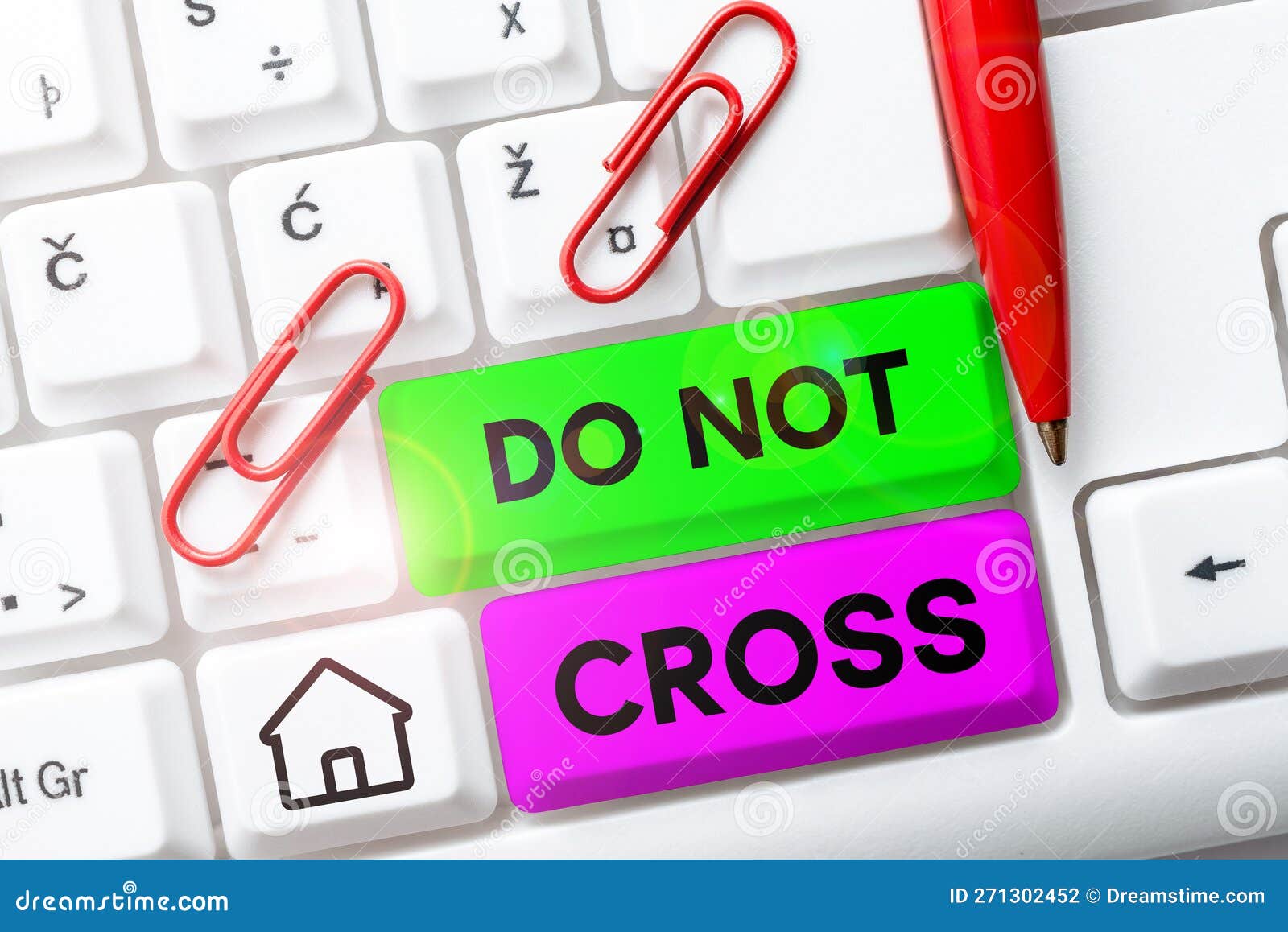 Hand Writing Sign Do Not Cross. Word for Crossing is Forbidden 