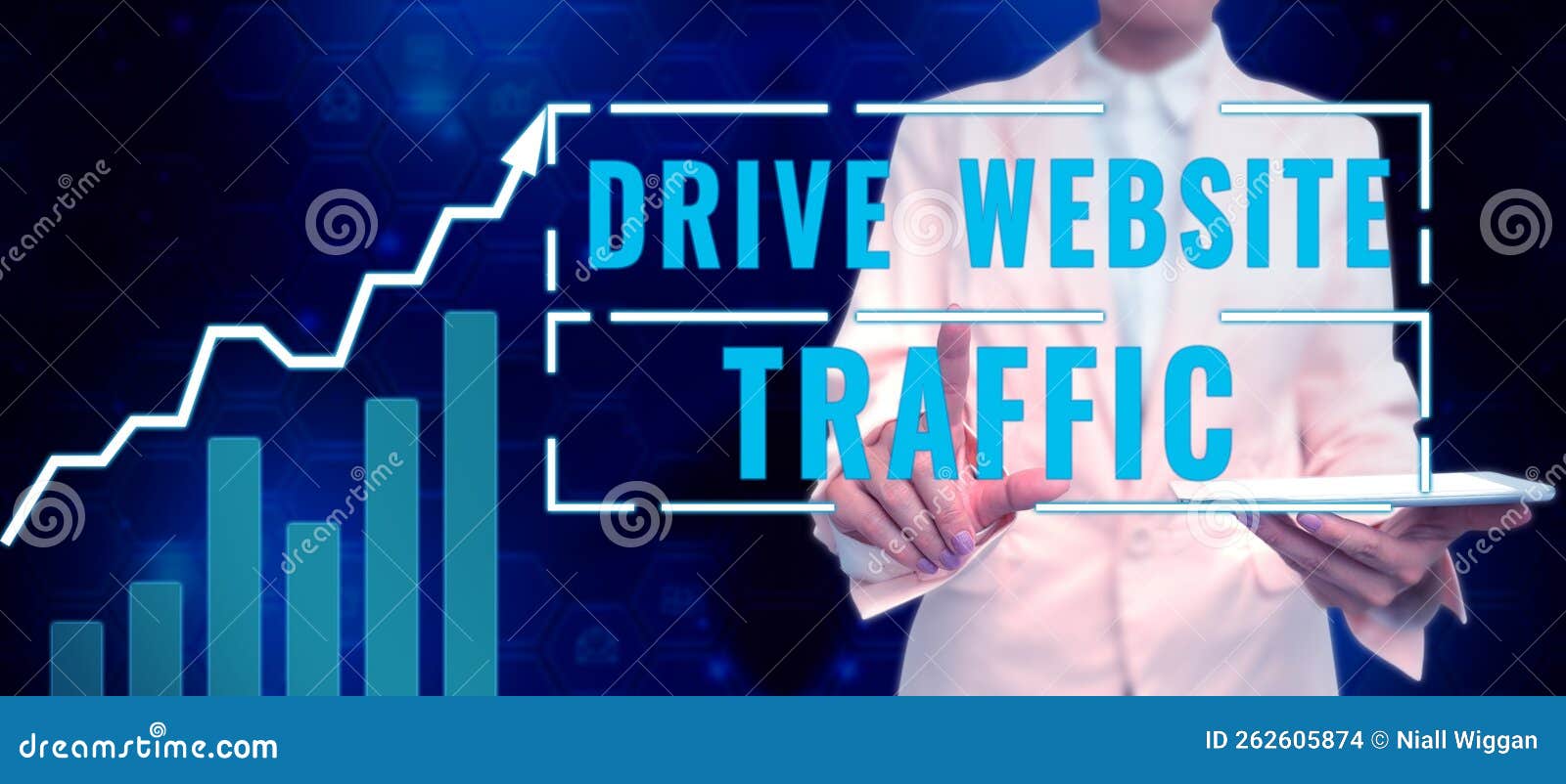 hand writing sign drive website traffic. internet concept increase the number of visitors to business website
