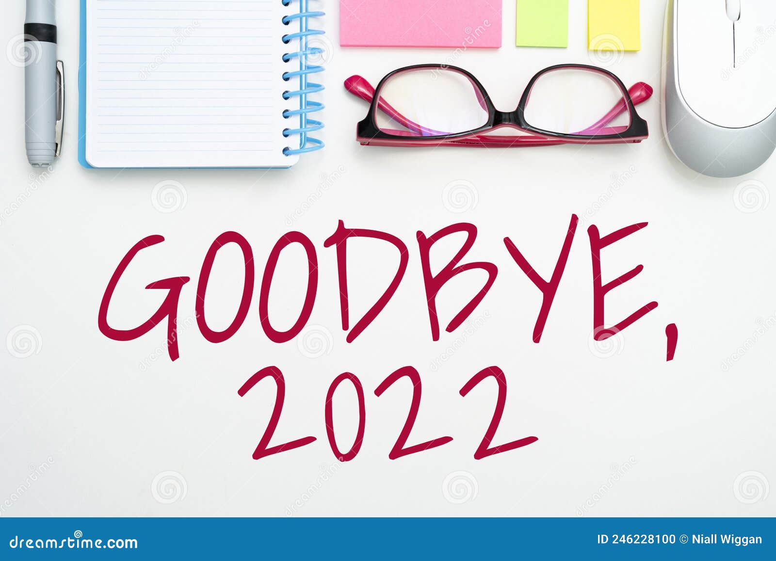 hand writing sign goodbye 2022. internet concept new year eve milestone last month celebration transition flashy school