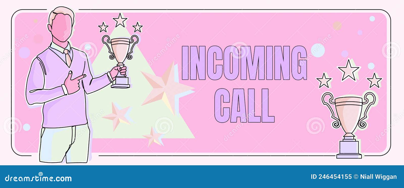 hand writing sign incoming call. business overview inbound received caller id telephone voicemail vidcall man pointing
