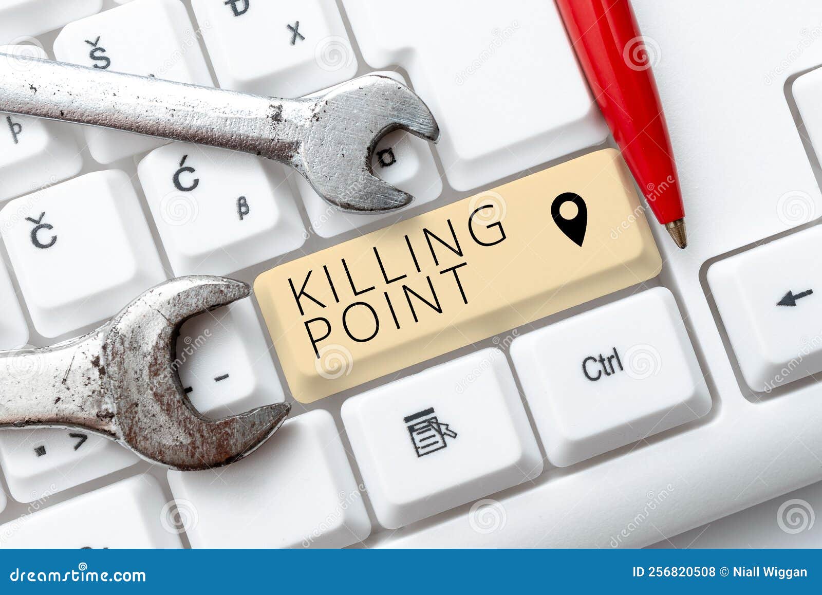 hand writing sign killing point. internet concept phase end review stage gate project evaluation no go