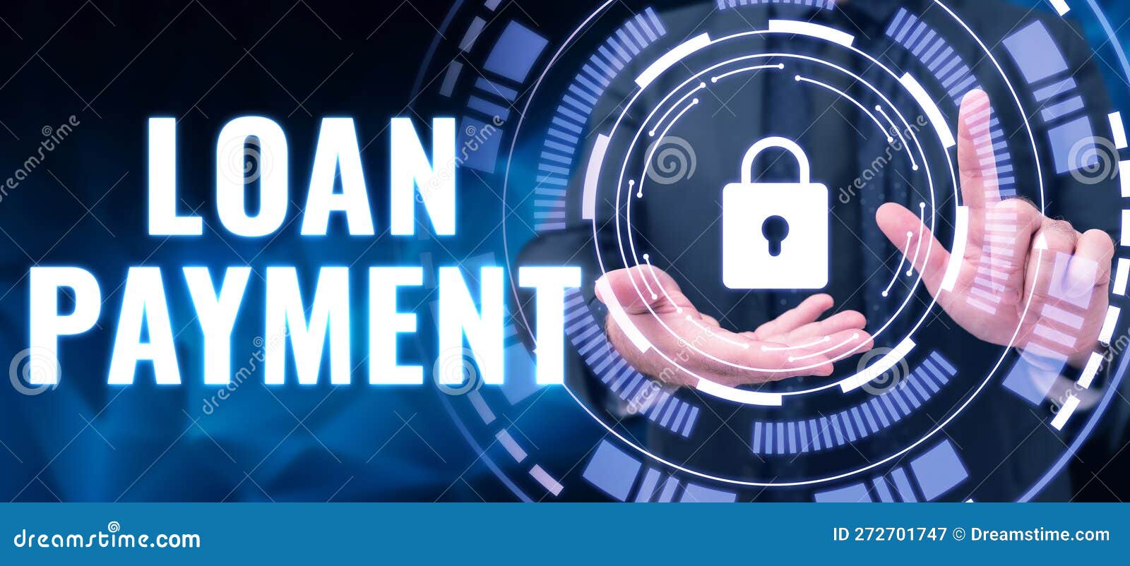 hand writing sign loan payment. word written on something lent or furnished on condition being returned