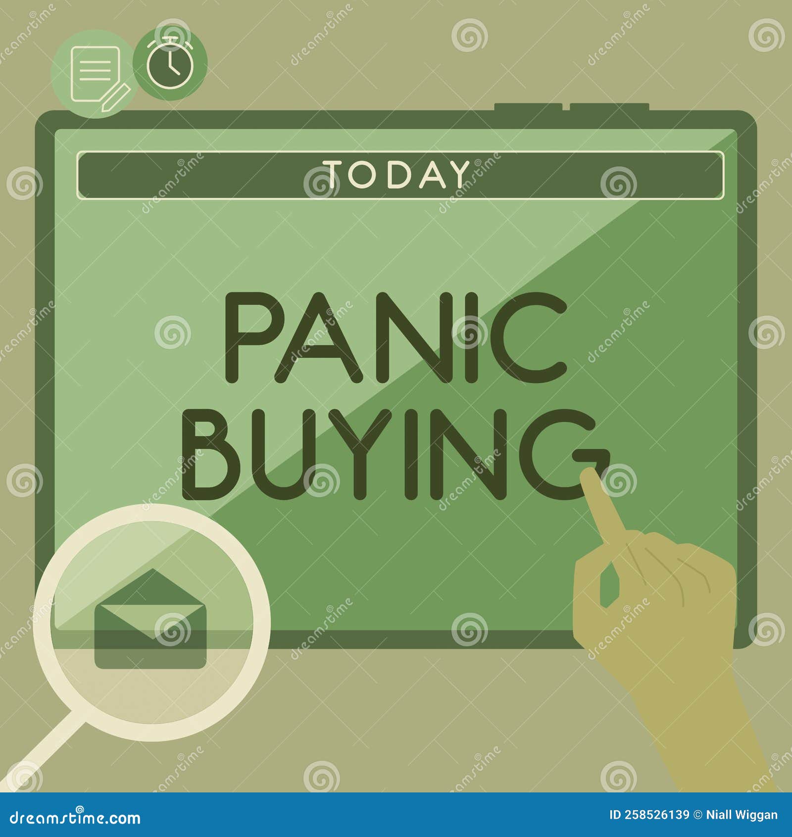 Hand Writing Sign Panic Buying. Business Concept Buying Large Quantities Due To Sudden Fear of