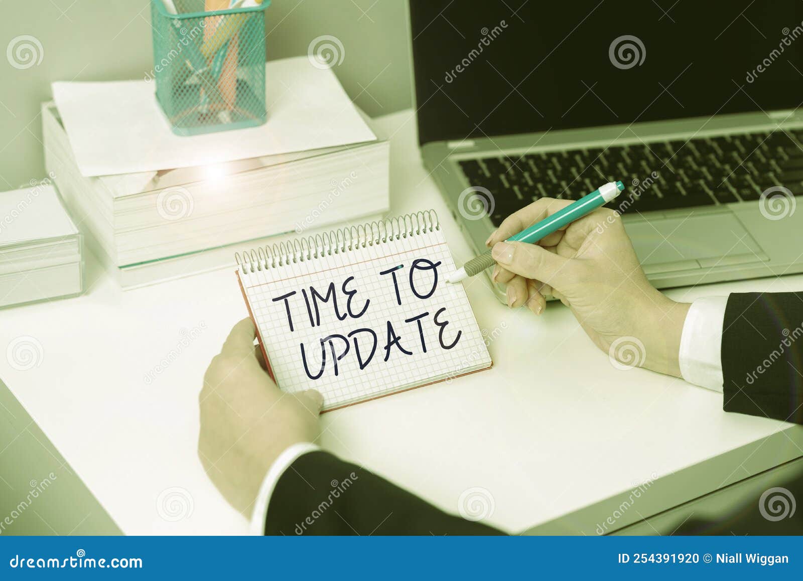 sign displaying time to update. conceptual photo the latest information about a particular situation