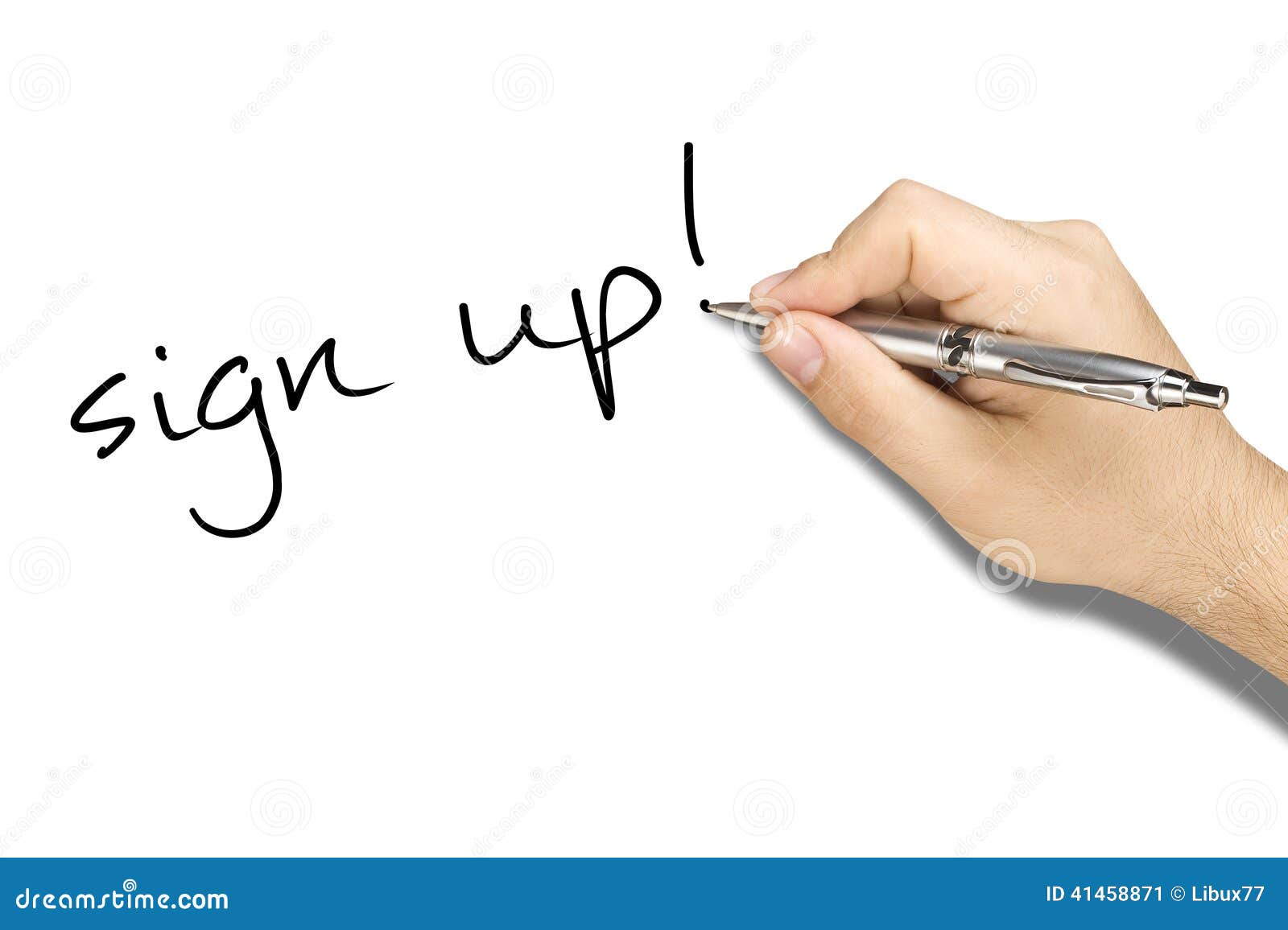 hand writing sign up ballpoint