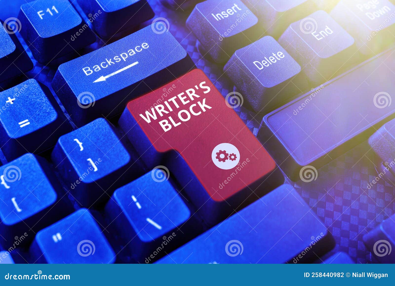 hand writing sign writer's block. word for condition of being unable to think of what to write
