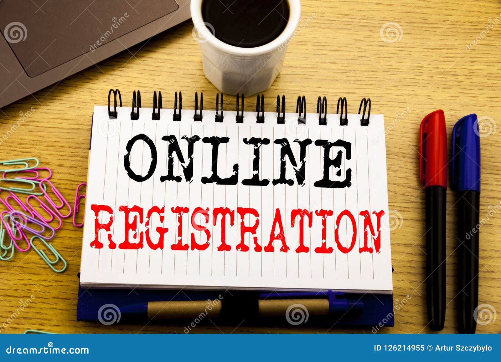 Hand Writing Text Caption Showing Online Registration Business