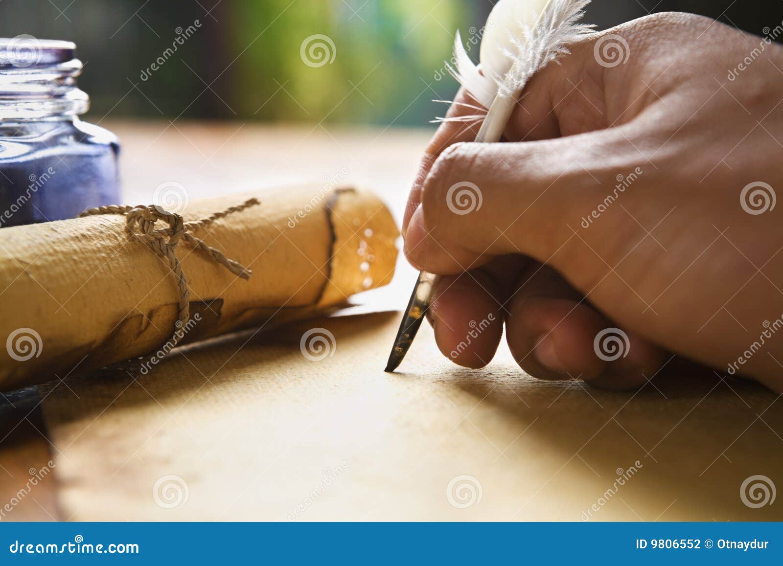 hand writing using quill pen