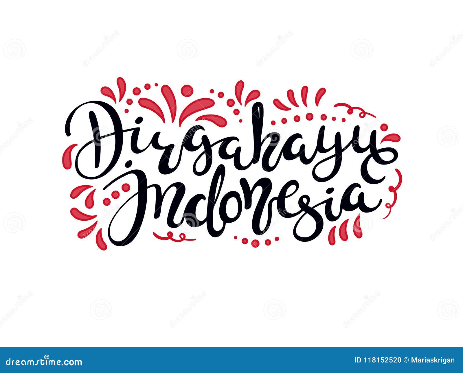 Indonesia Independence Day Calligraphic Quote Stock Vector