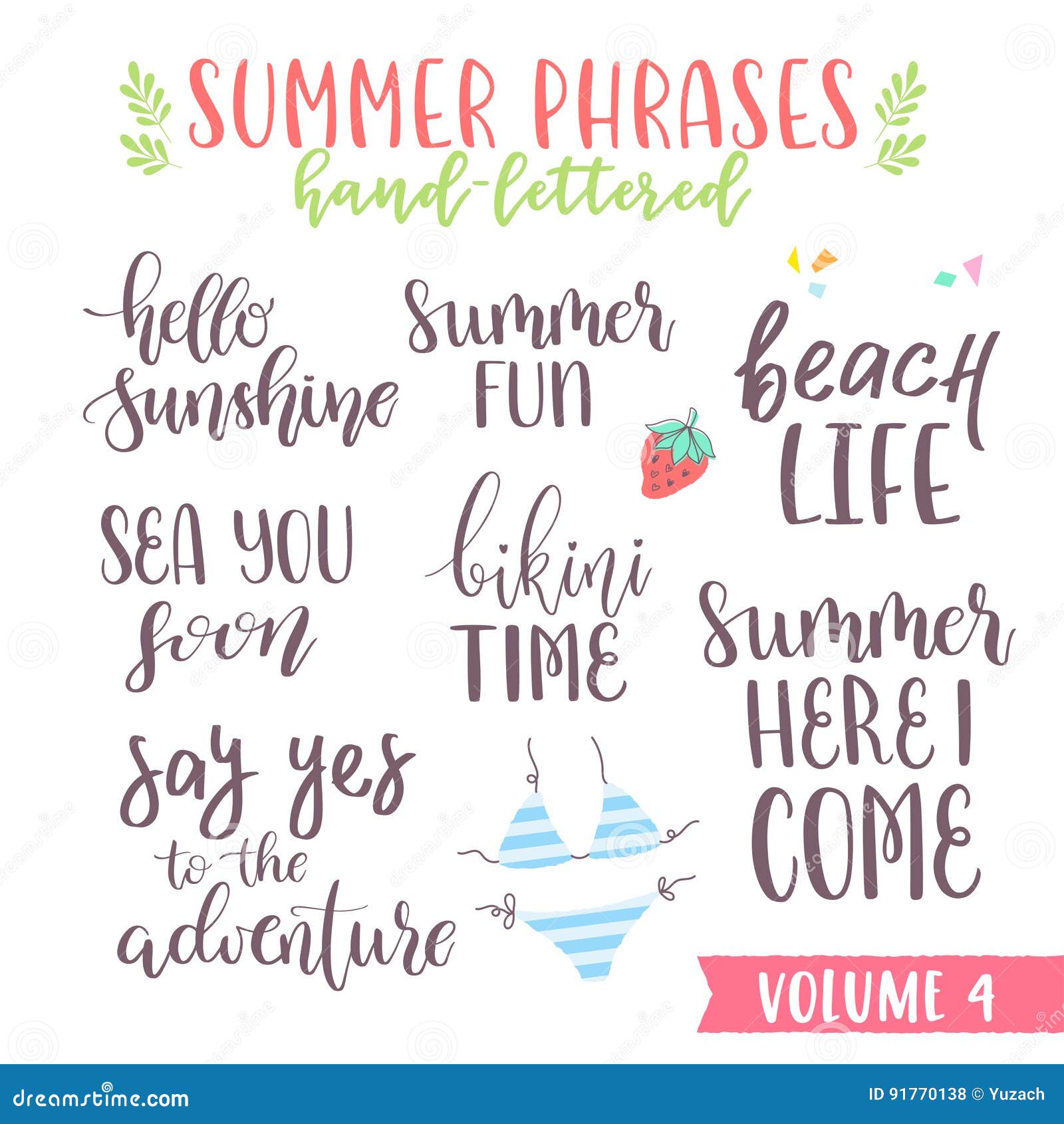 Hand Written Summer Lettering Phrases Stock Vector - Illustration of ...