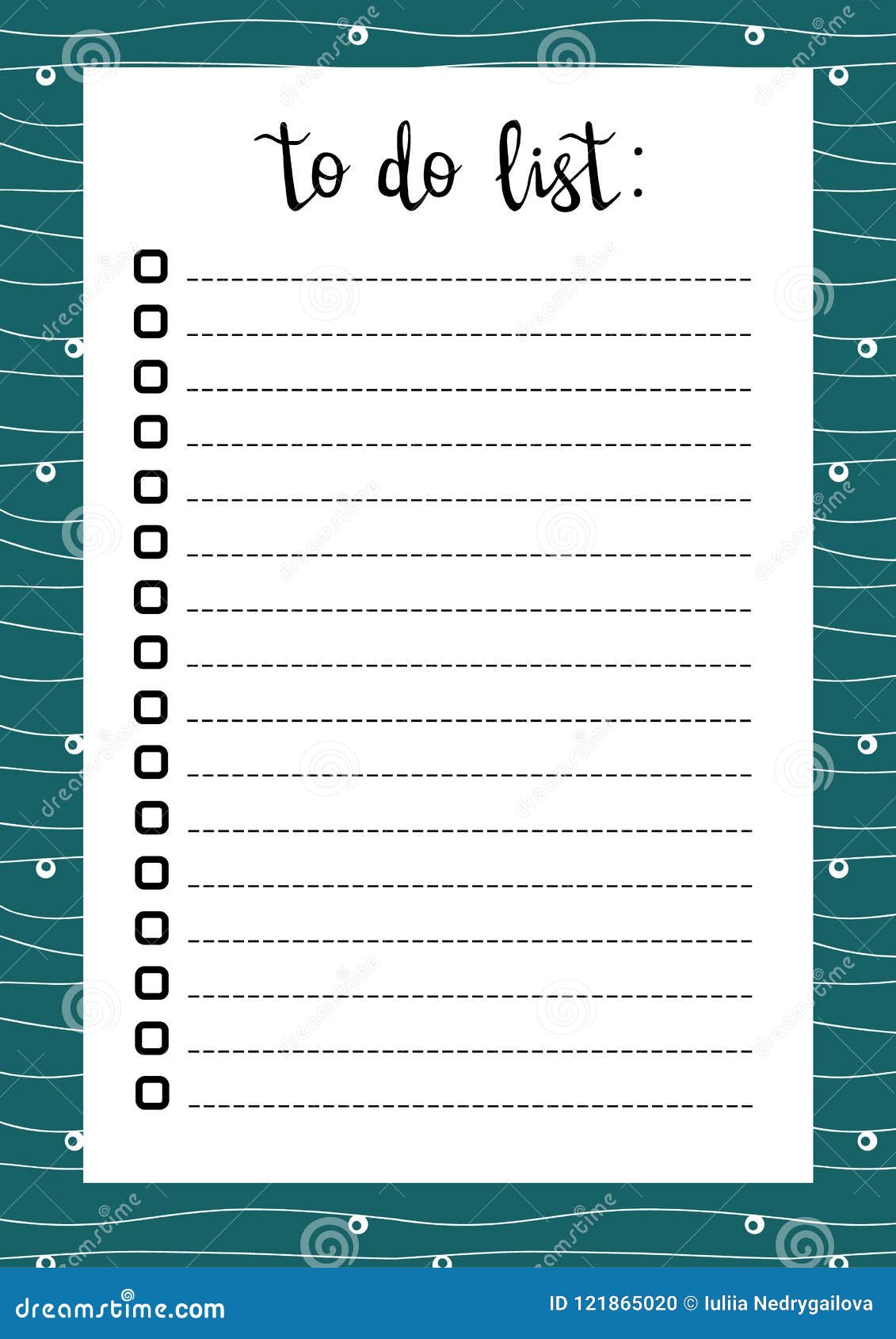 Hand Written To Do List, Check Boxes with Lines, Pattern Frame W Stock