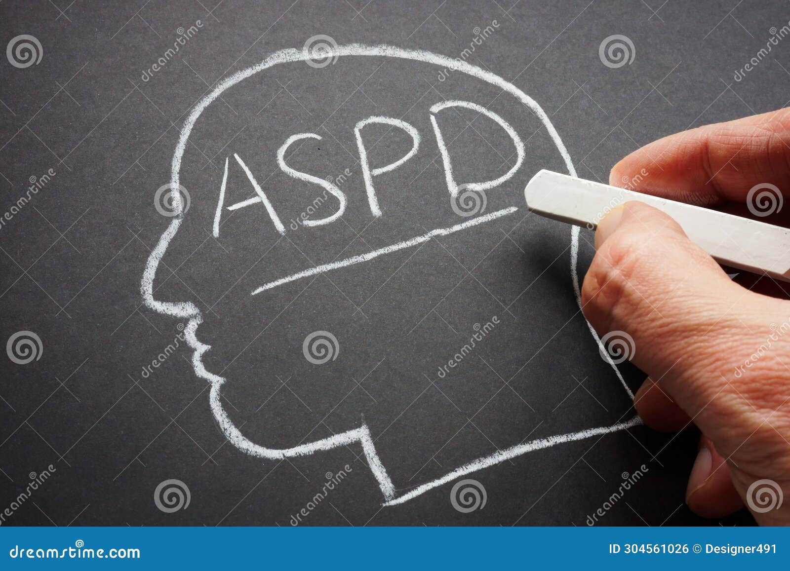 a hand wrote the abbreviation aspd antisocial personality disorder in chalk.