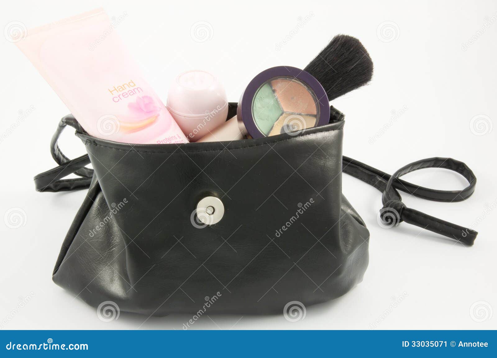 Handbag with makeup stock image. Image of cosmetic, beautiful 33035071